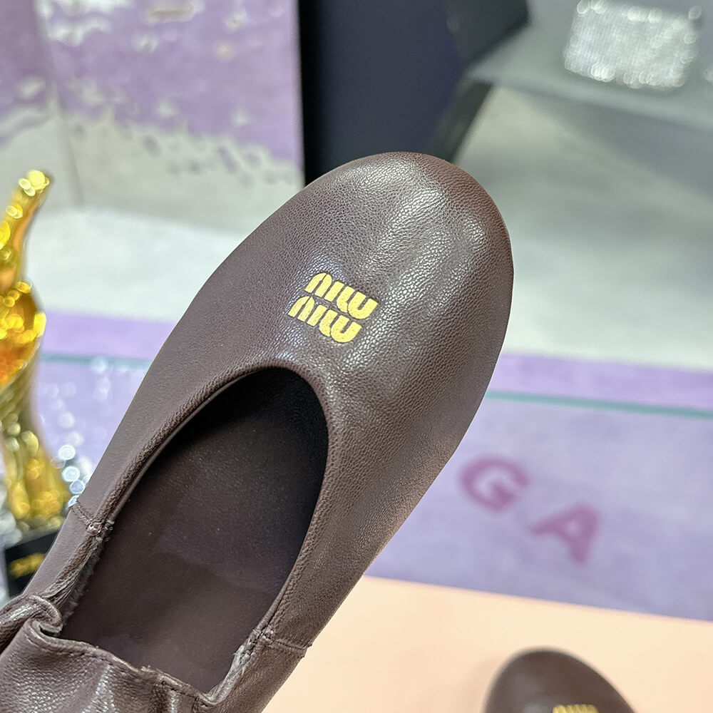 MIUMIU Ruches Nappa Leather ballet flats - Top Club