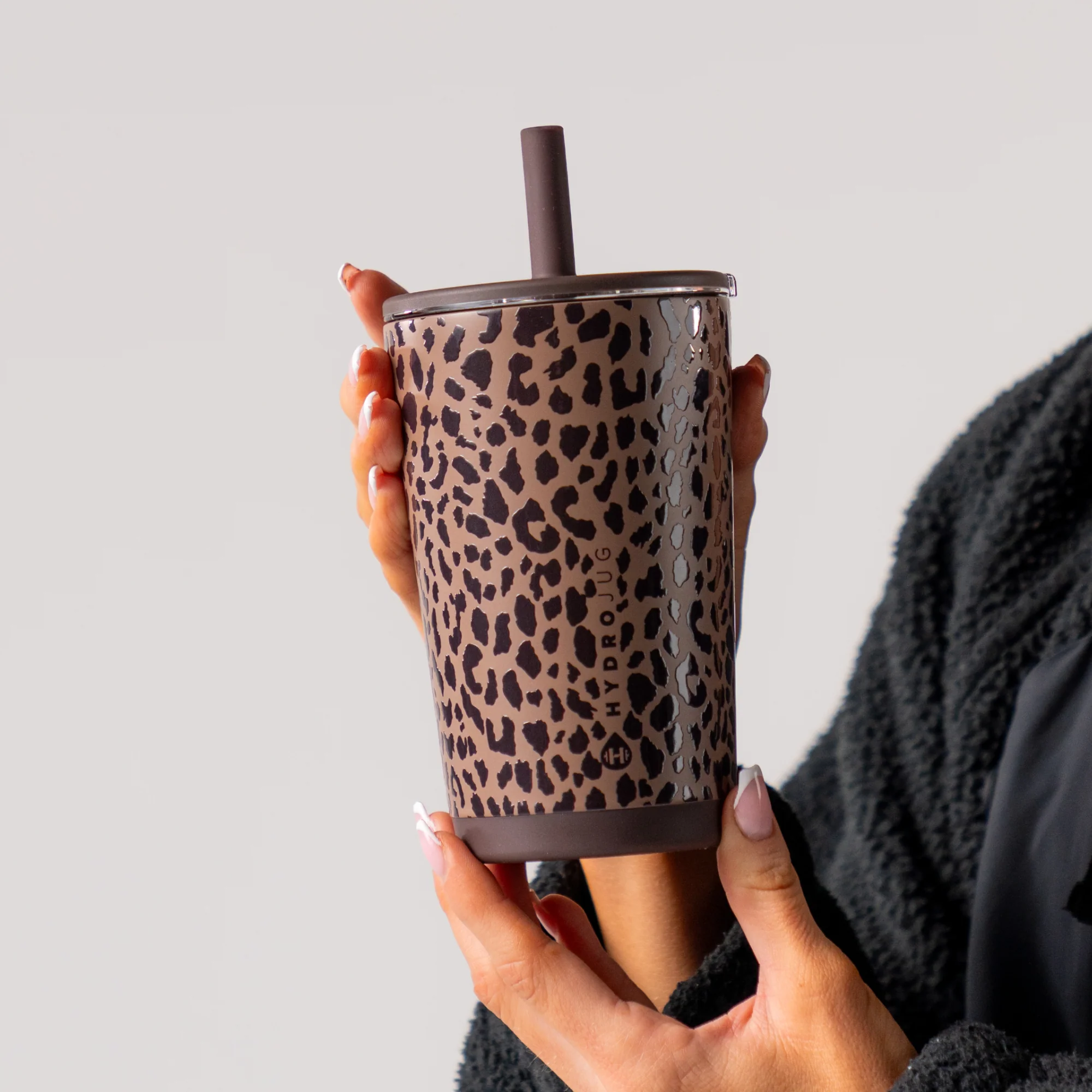 Everyday Tumbler 14oz FreeSip® Stainless Steel Water Bottle - Brown Leopard