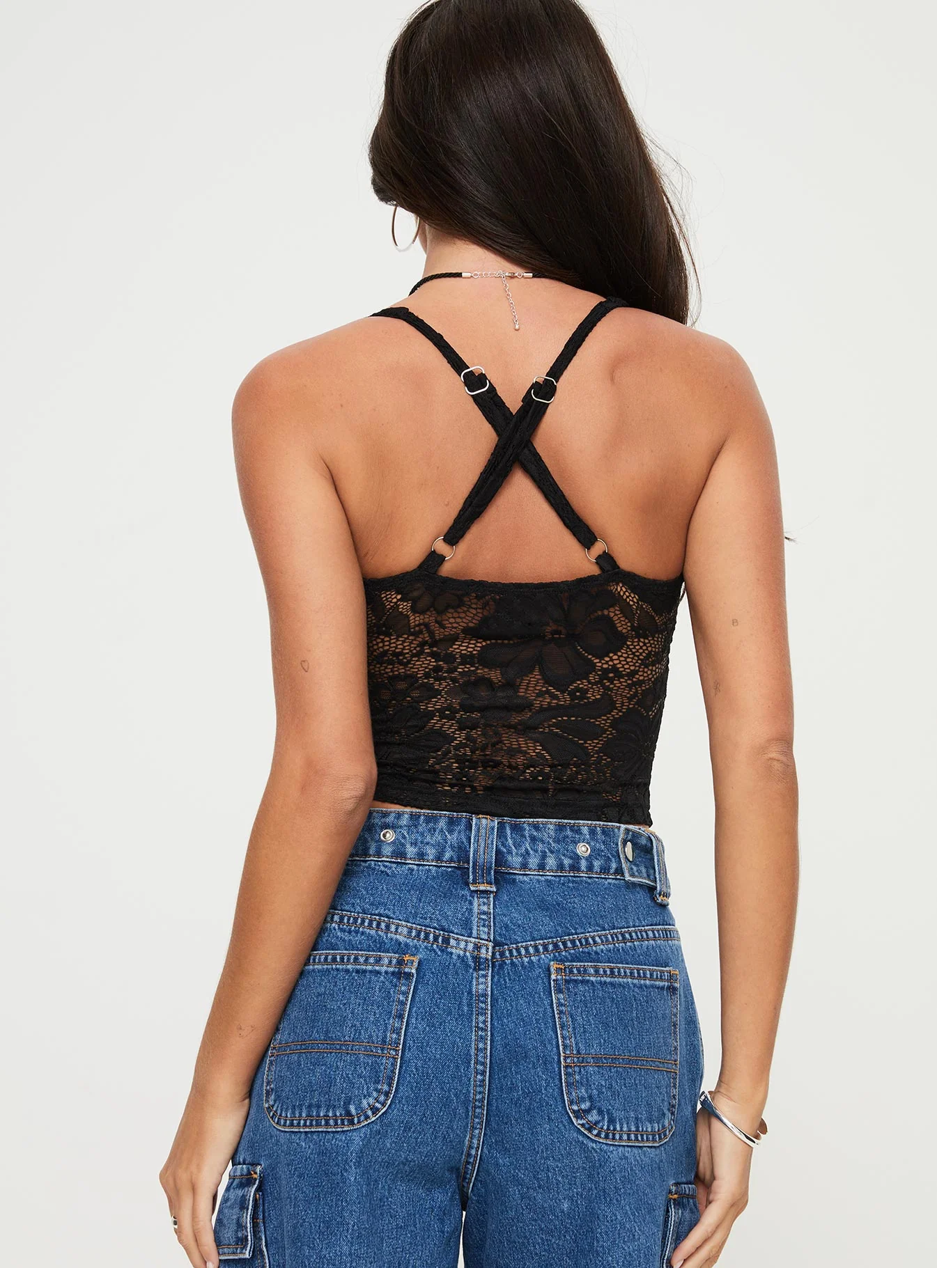 Wandella Lace Tank Black