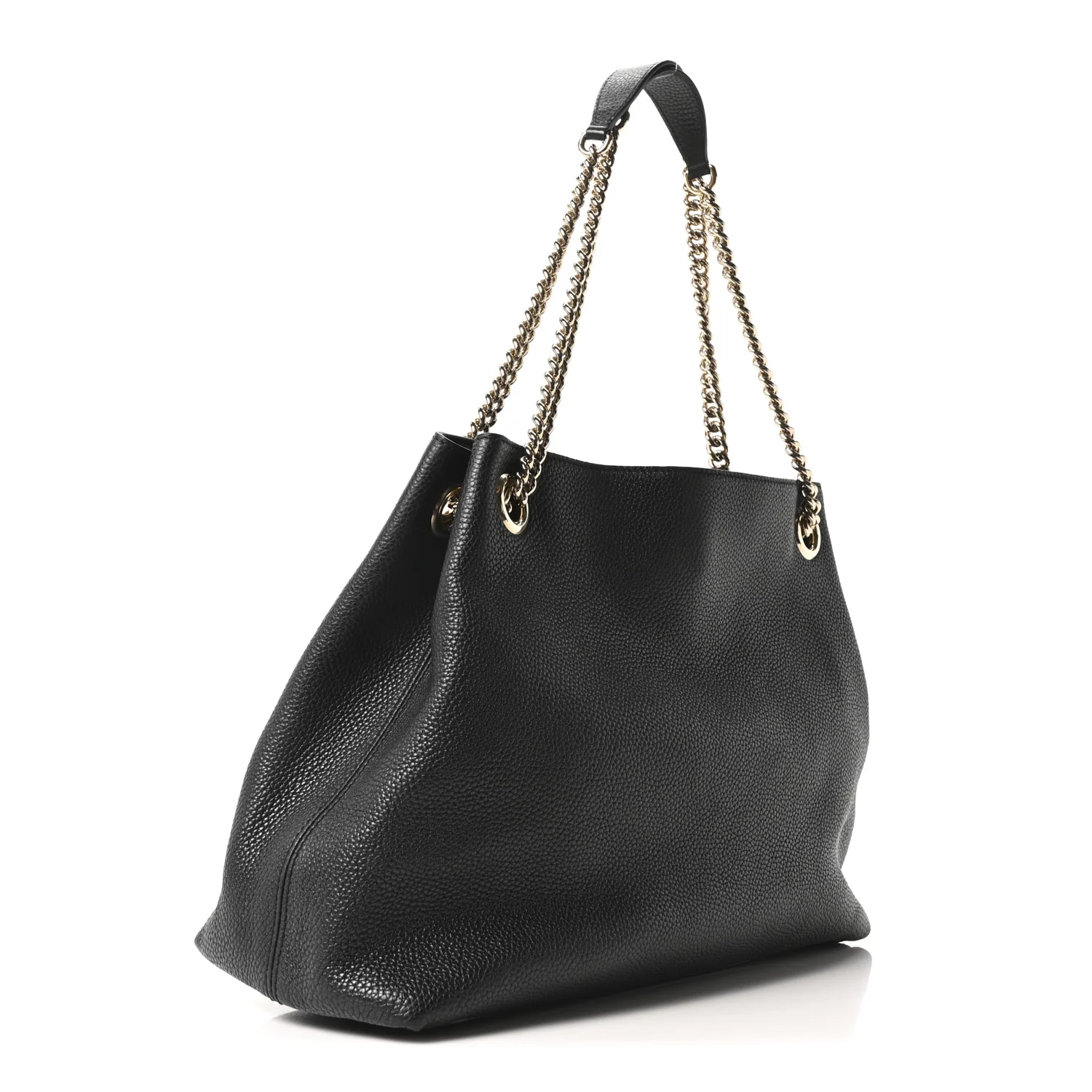 Pebbled Calfskin Medium Soho Chain Shoulder Bag Black - Top Club