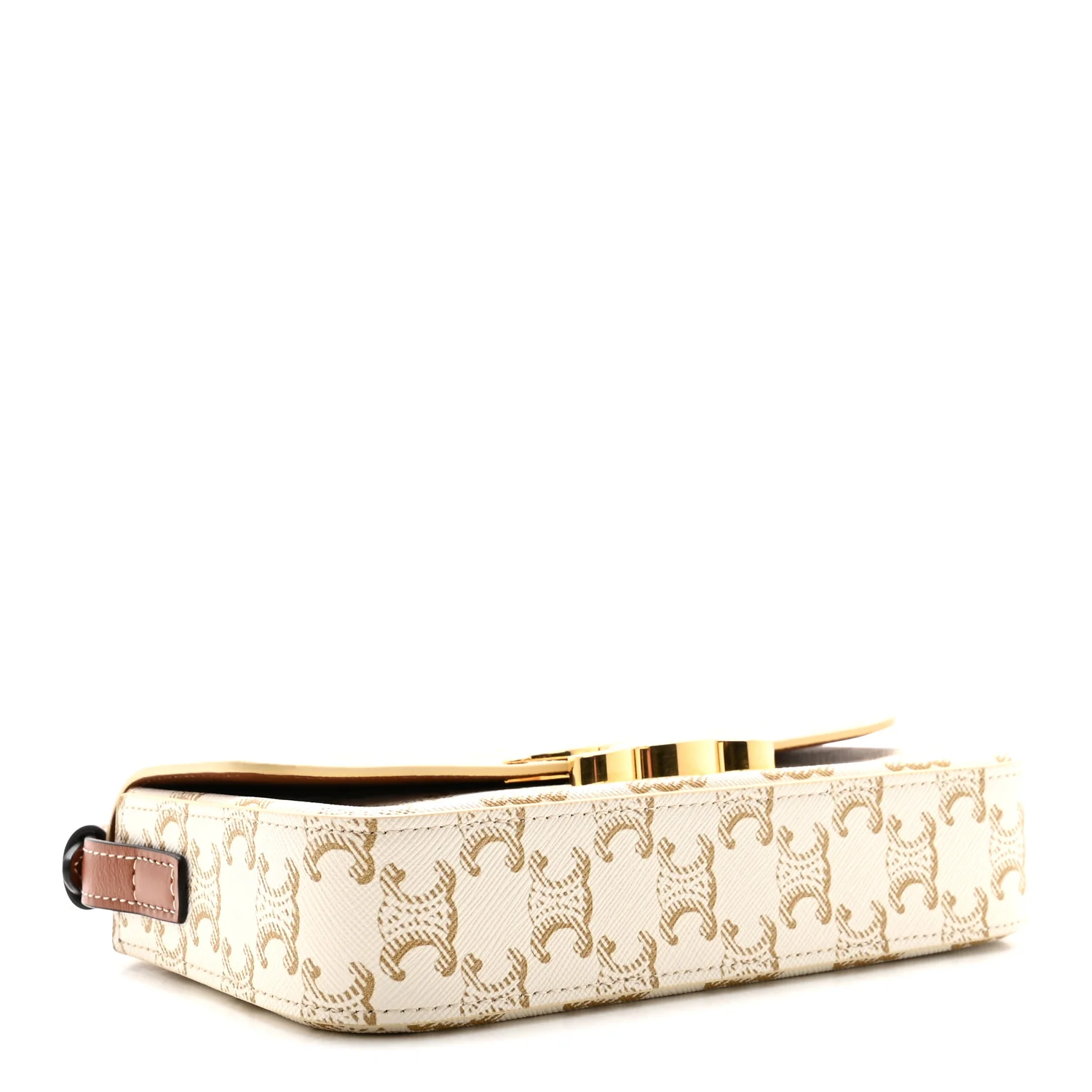 Canvas Calfskin Triomphe Shoulder Bag White - Top Club