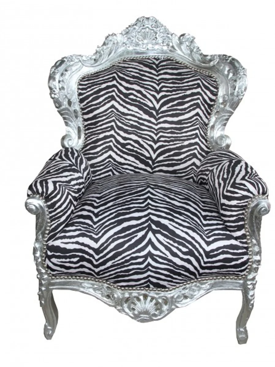 Baroque armchair King Zebra / Silver - antique style furniture