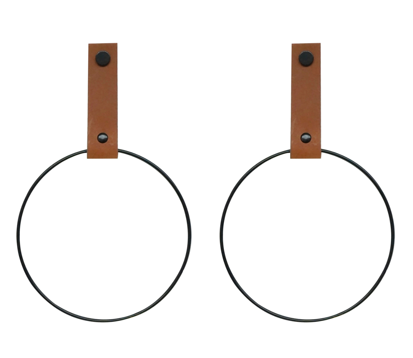 Leren handdoekring maat M (ring zwart) 2x leren handdoekring  |  LICHTBRUIN maat M