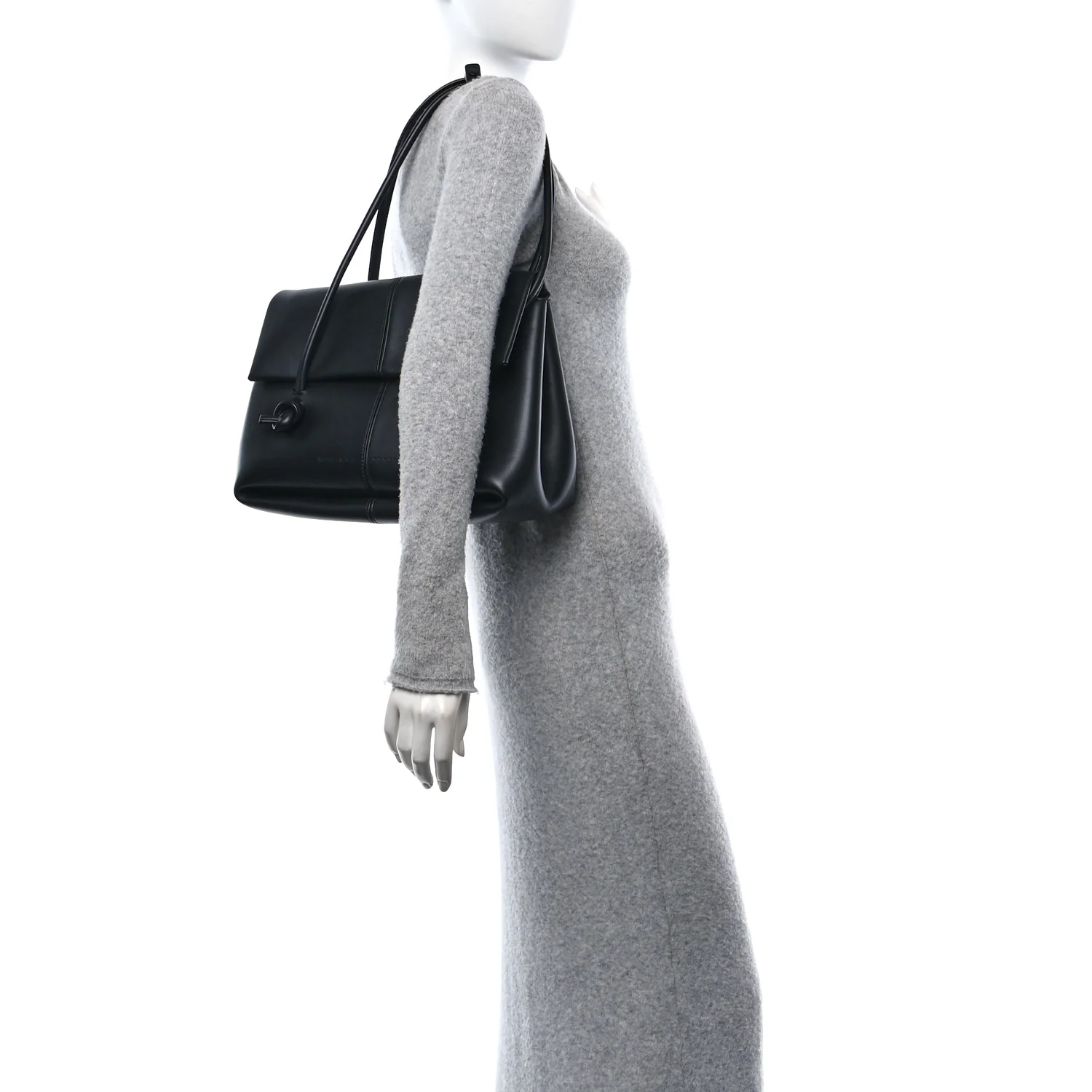 Calfskin Medium Falcon Shoulder Bag Black - Top Club