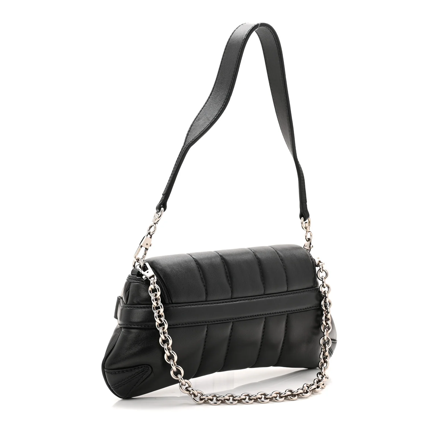 Nappa Vertical Matelasse Small Maxi Horsebit Chain Shoulder Bag Black - Top Club