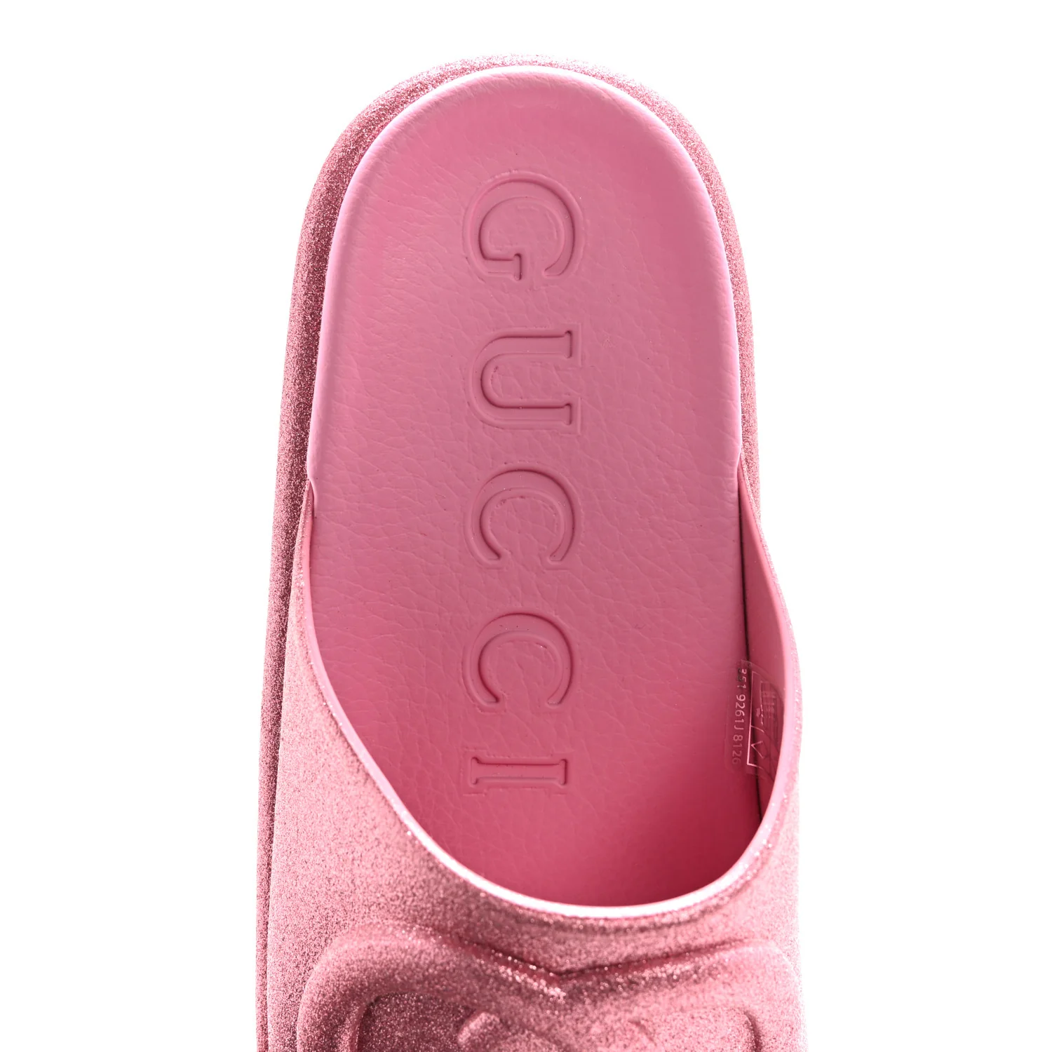 Glitter Rubber Womens Interlocking G Platform 42mm Slide Sandals 36 Rose - Top Club