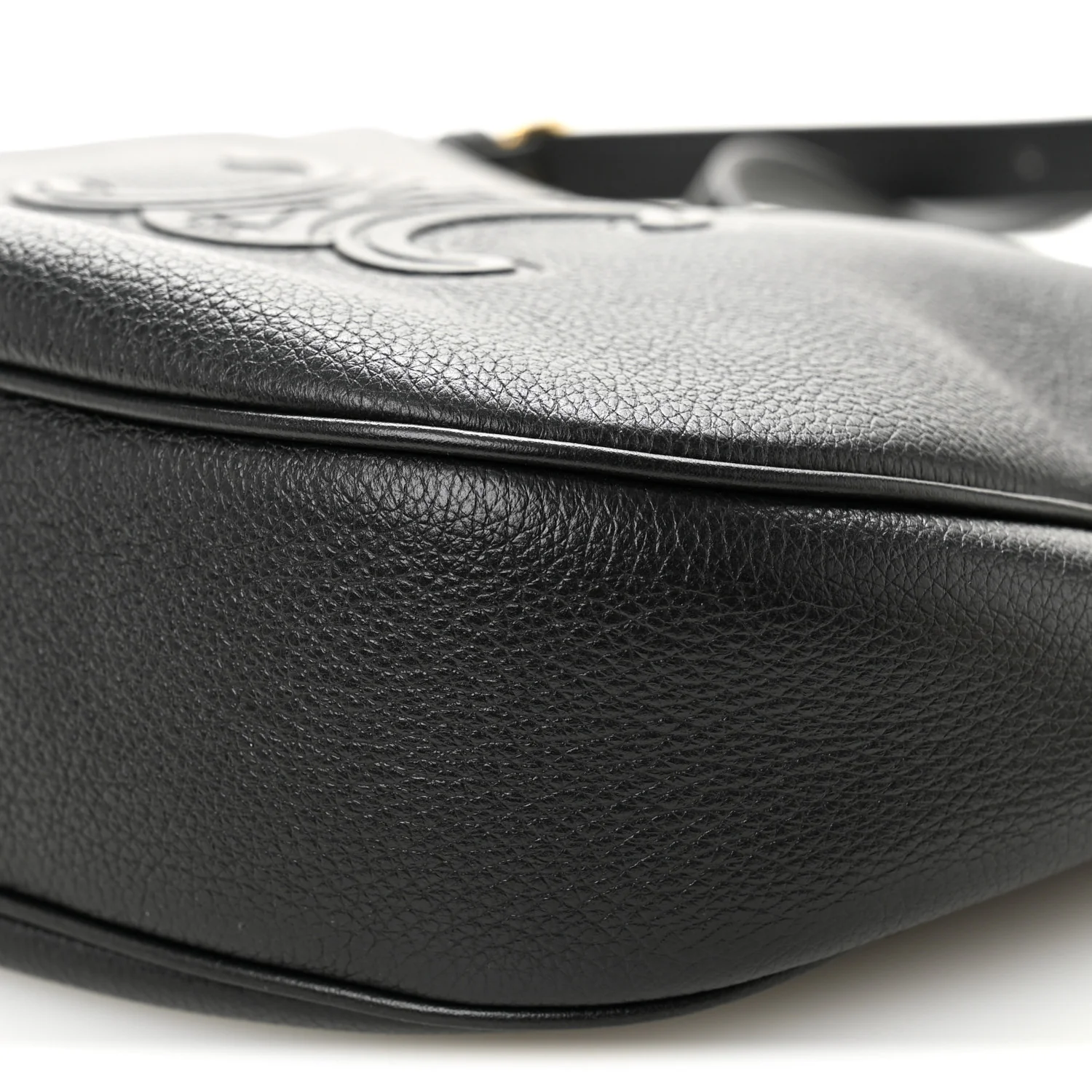Supple Calfskin Cuir Triomphe Small Heloise Shoulder Bag Black - Top Club