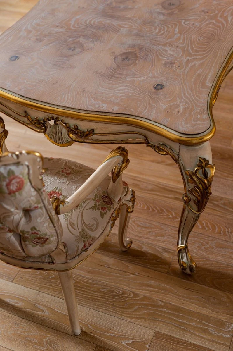 Luxury Baroque dining room set - 1 Baroque dining table & 8 Baroque dining room chairs with elegant pattern - Magnificent dining room furniture in Baroque style
