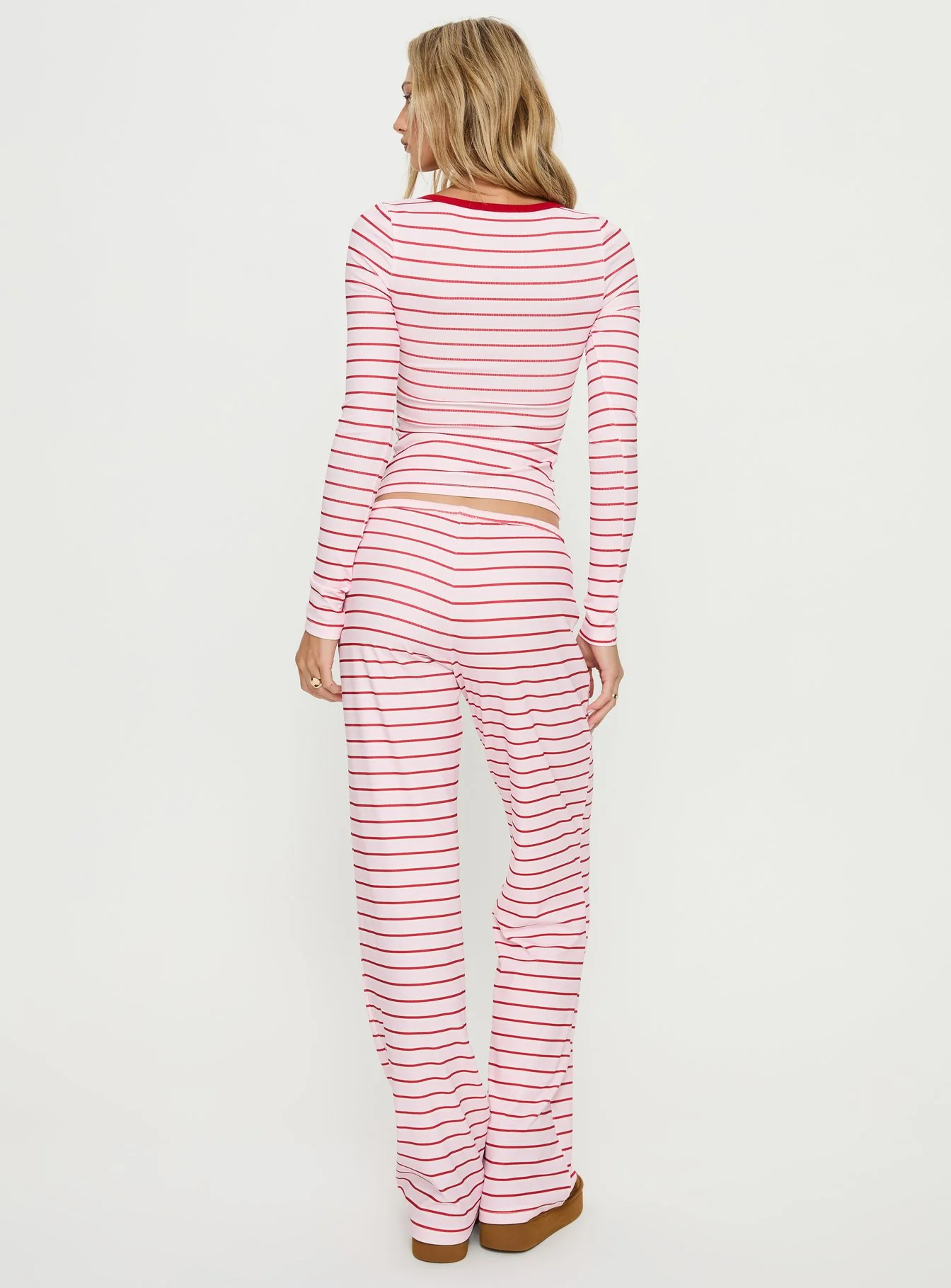 Slumber Party Sleep Rib Pants Pink Stripe