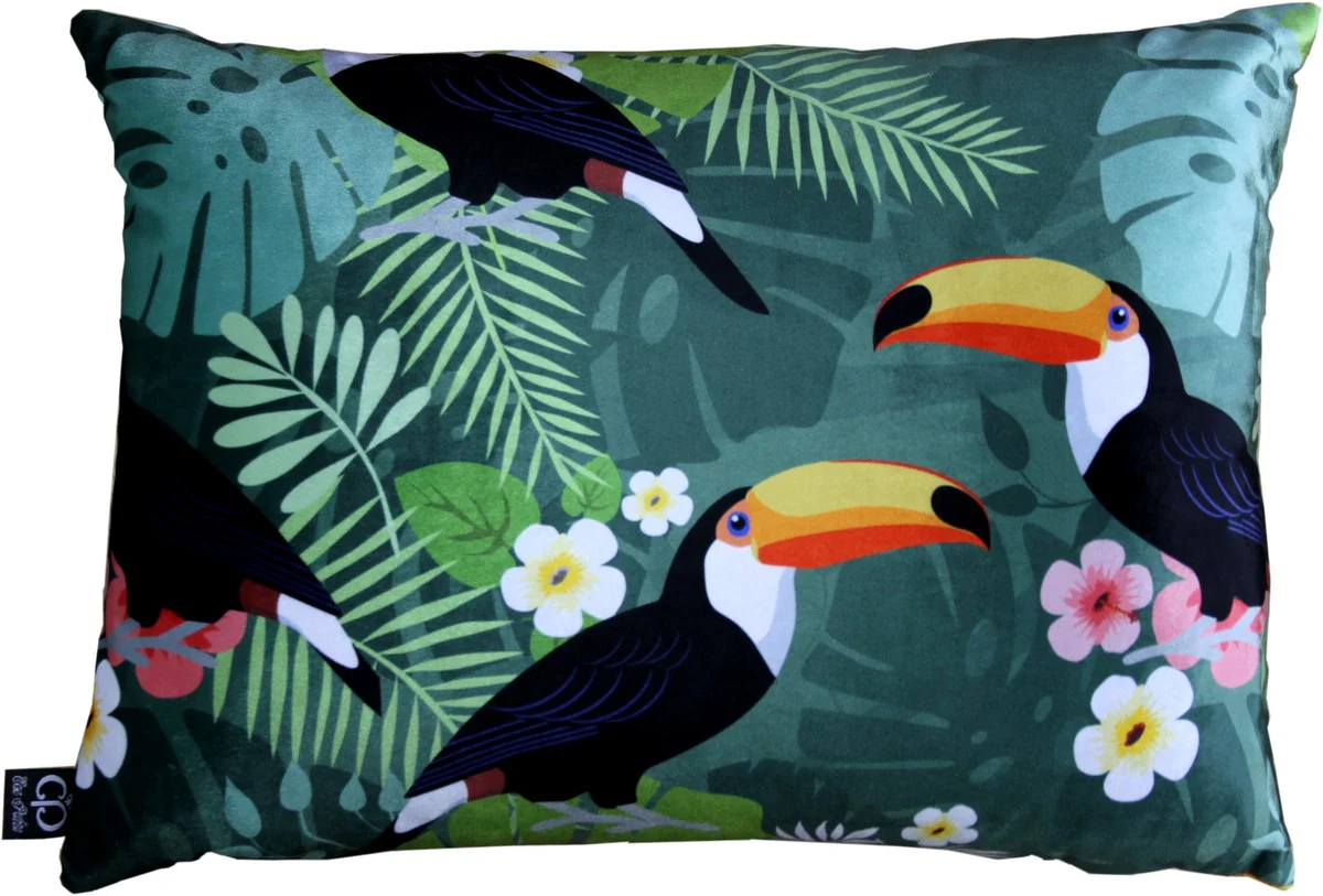 Luxury decorative cushion Hawaii Tropical multicolored 35 x 55 cm - finest velvet fabric - luxury quality