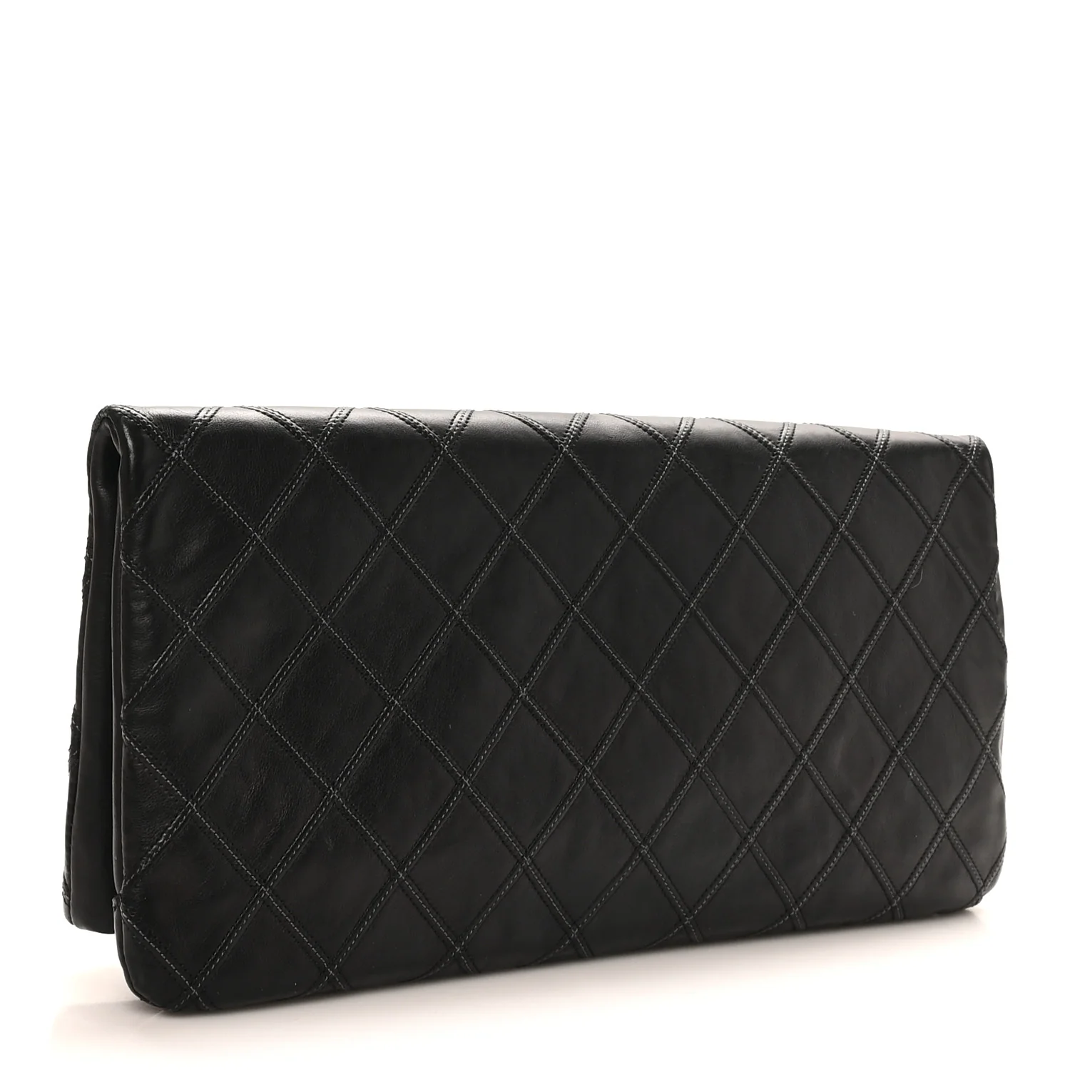 Calfskin Stitched Thin City Clutch Black - Top Club