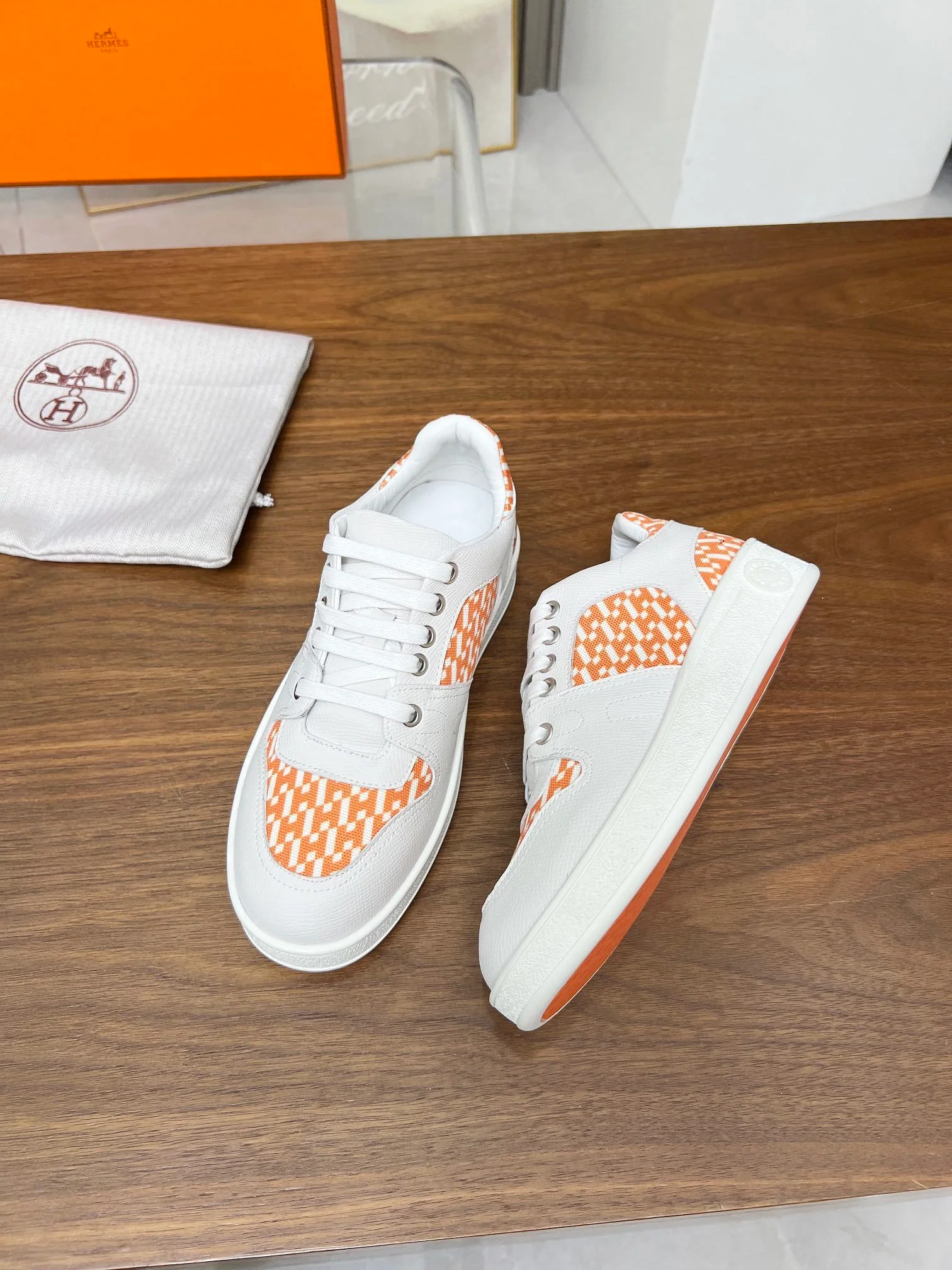 Hermes Women's Sneakers Iconic H Logo Leather Casual Fashion Shoes - Sneaker Replica Workshop
