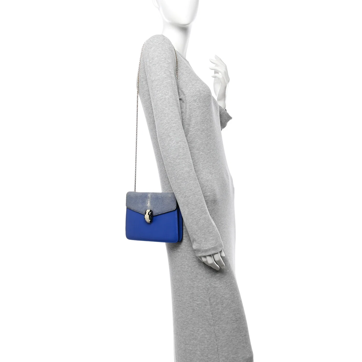 Galuchat Calfskin Serpenti Forever Crossbody Bag Blue