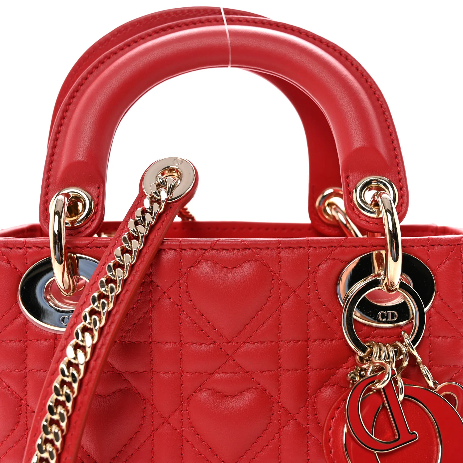 Calfskin Cannage Dioramour Mini Lady Dior Bag Bright Red - Top Club