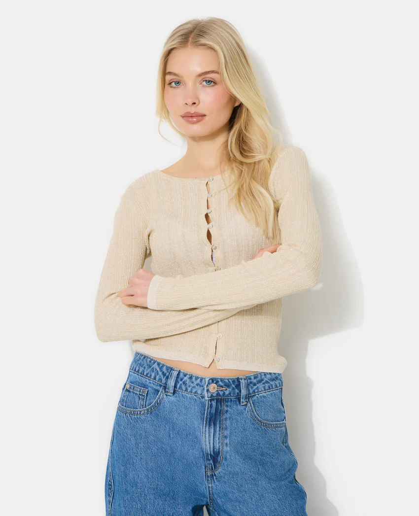 Pimkie Gilet maille fine et côtelée avec lurex