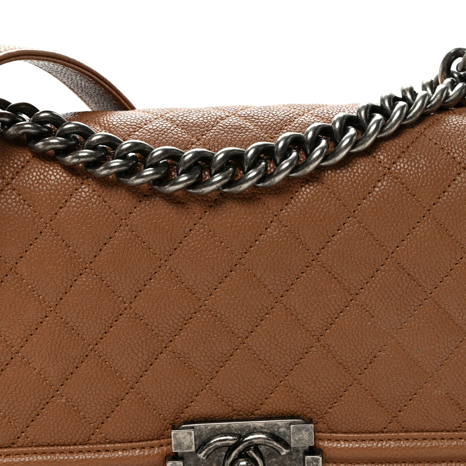 Caviar Quilted Medium Boy Flap Light Brown - Top Club