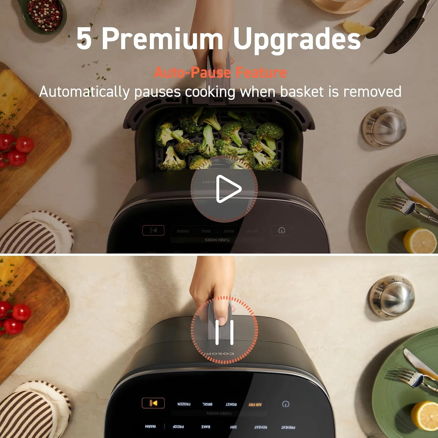 COSORI Air Fryer 9-in-1 Compact & Large 6-Qt Fast Turbo Modes Precise Heat for Even Results