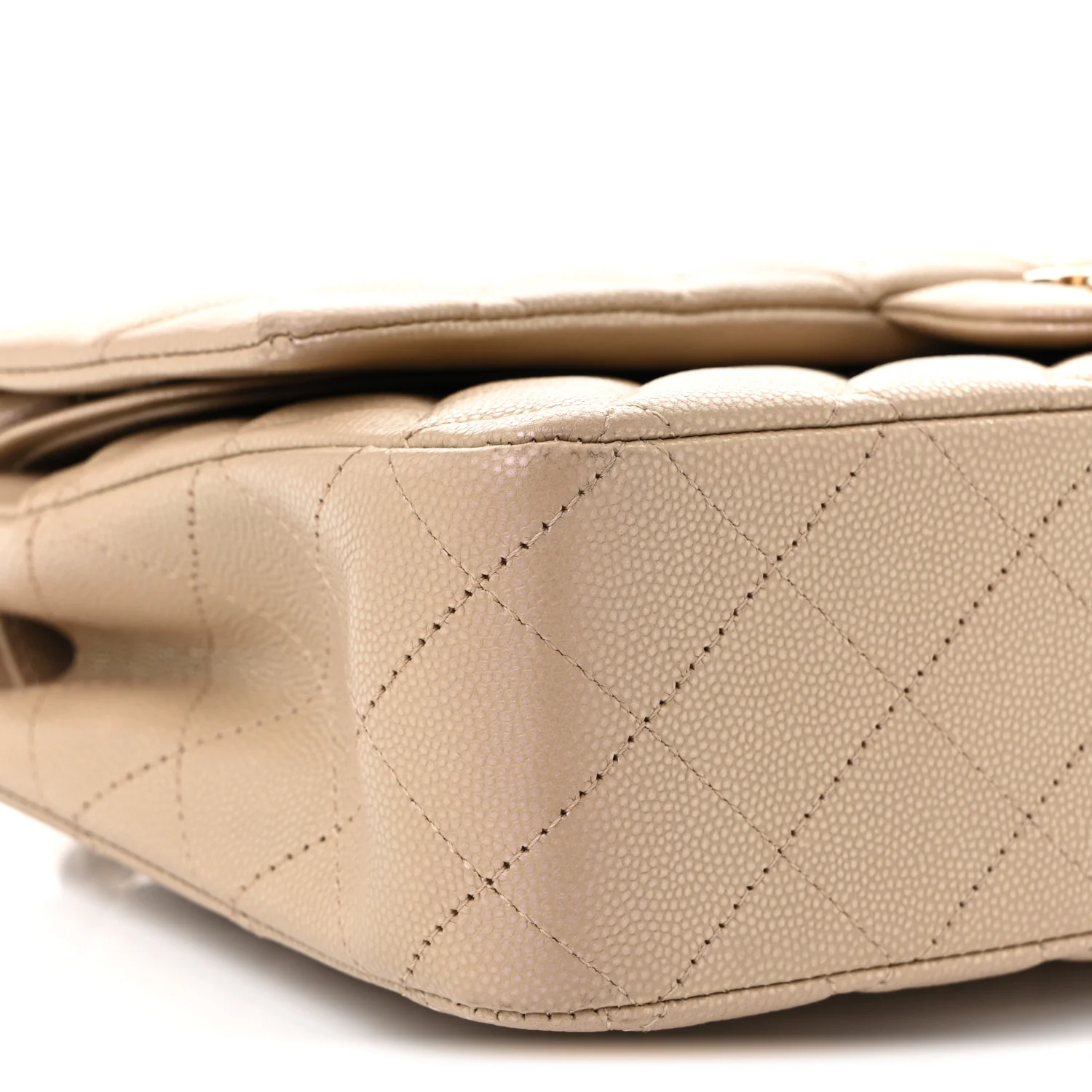 Iridescent Caviar Quilted Medium Double Flap Dark Beige - Top Club