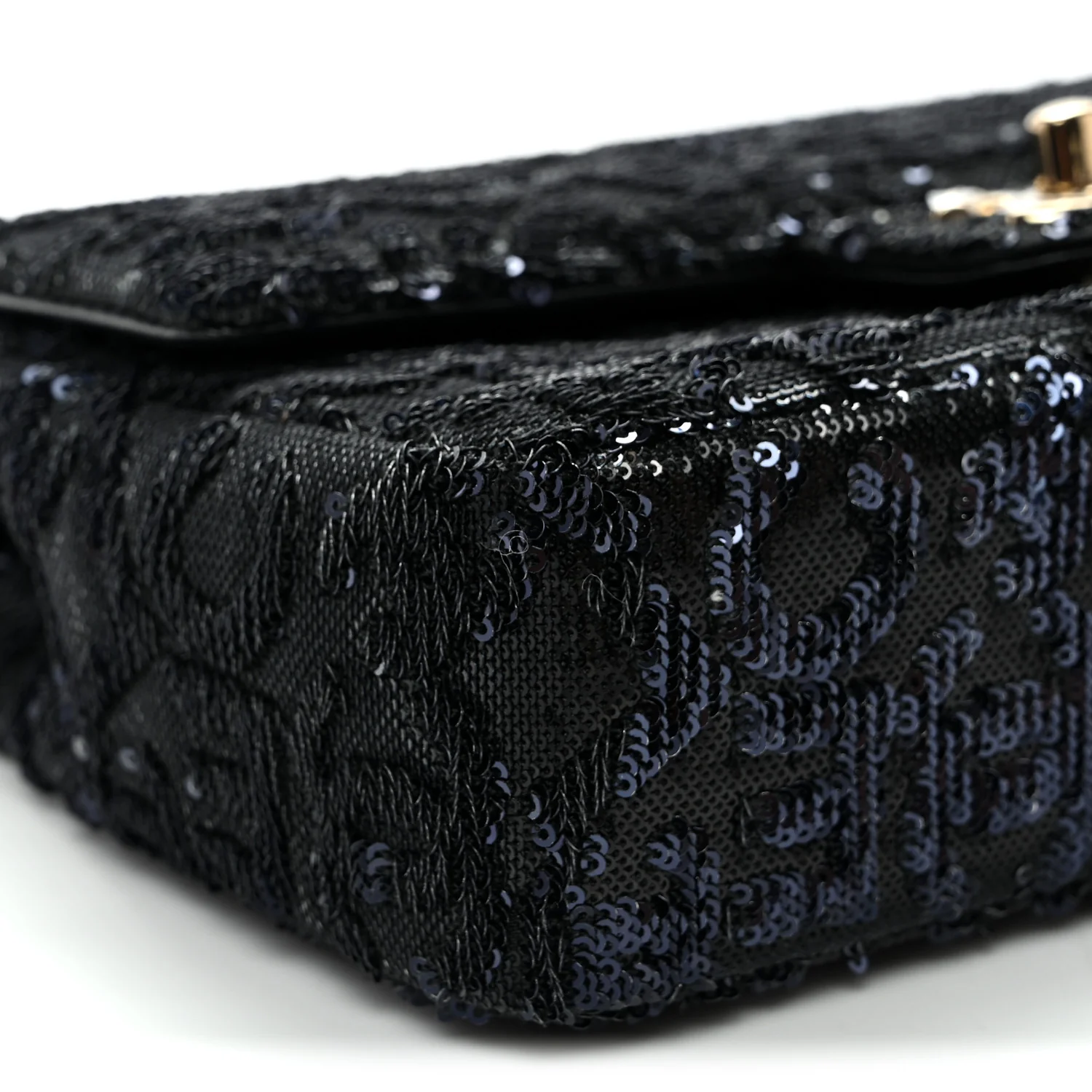 Sequin Quilted Small Single Flap Black - Top Club