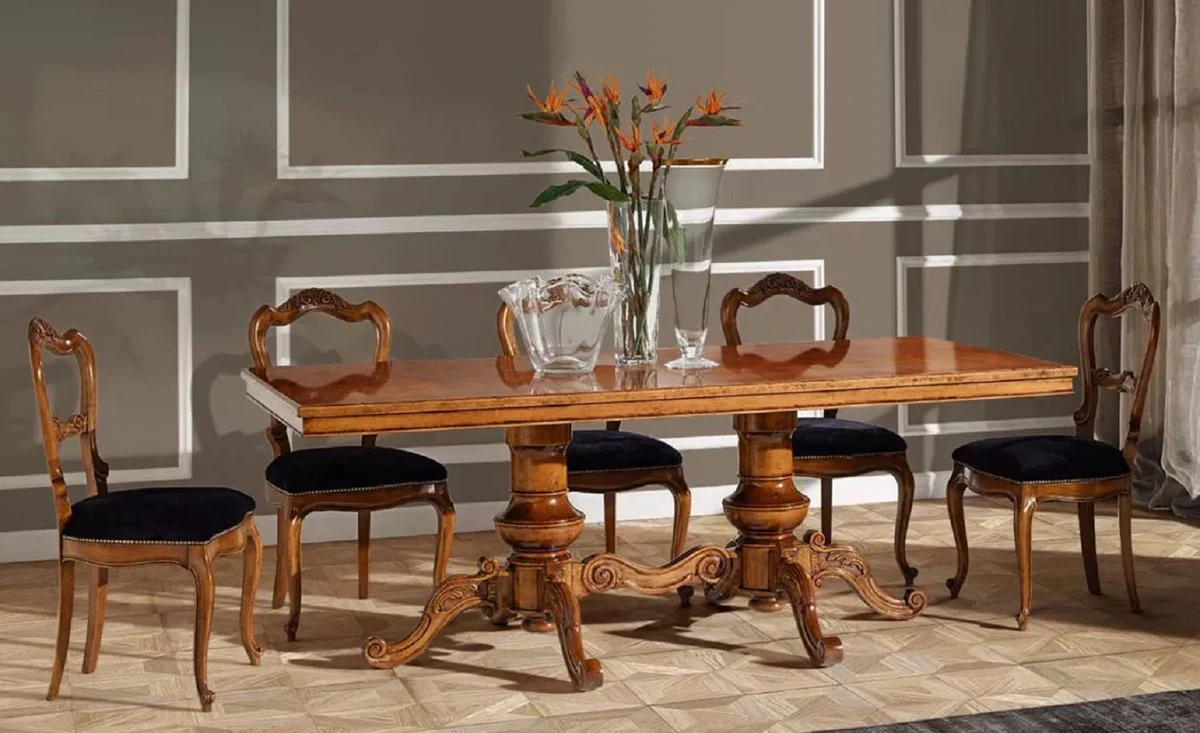 Luxury Biedermeier Dining Room Set Purple / Brown - 1 Biedermeier Dining Table & 6 Biedermeier Dining Chairs - Biedermeier Dining Room Furniture - Luxury Quality - Made in Italy