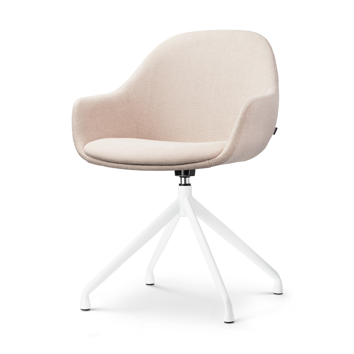 Eetkamerstoel Nola-Mae beige draaibaar - wit onderstel