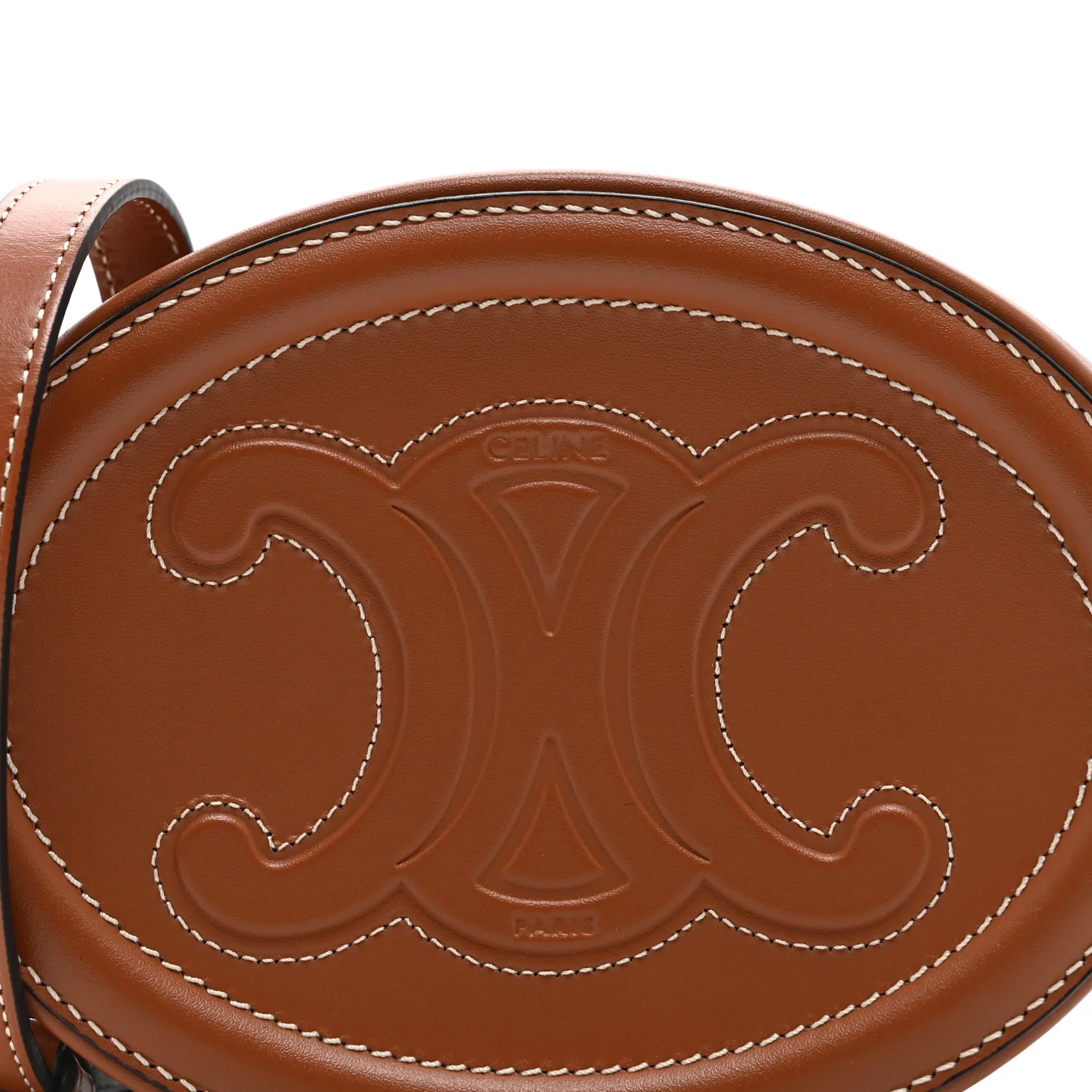 Smooth Calfskin Cuir Small Triomphe Oval Crossbody Purse Tan - Top Club