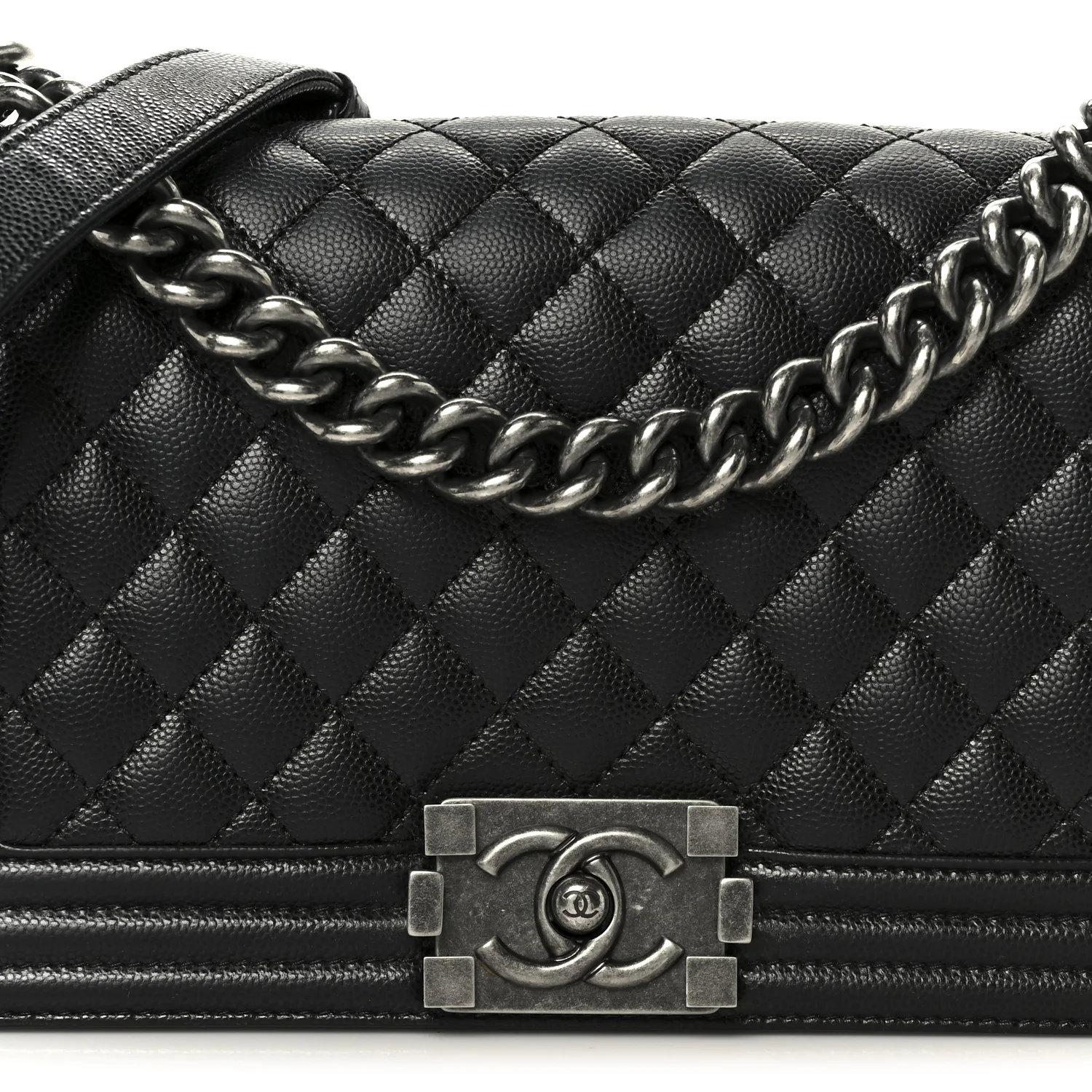 Caviar Quilted Medium Boy Flap Black - Top Club
