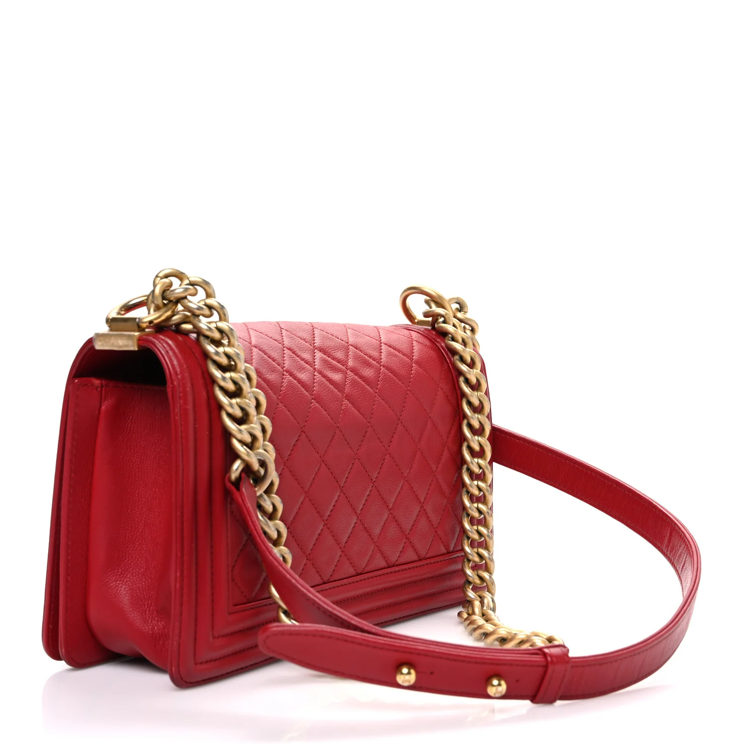Caviar Quilted Medium Boy Flap Red - Top Club