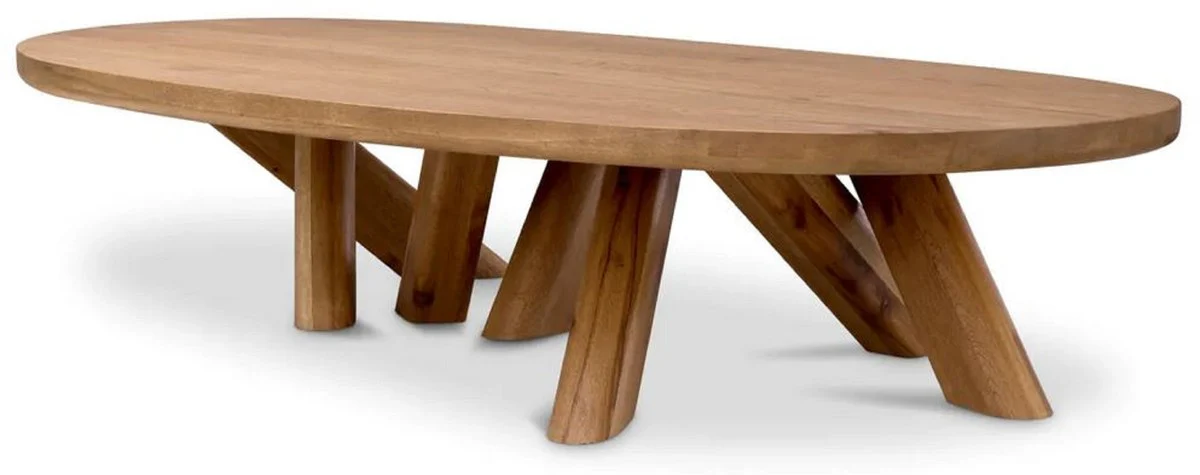 Luxury solid wood coffee table brown 170 x 85 x H. 35 cm - Oval oak wood living room table - Living room furniture - Luxury furniture - Luxury quality