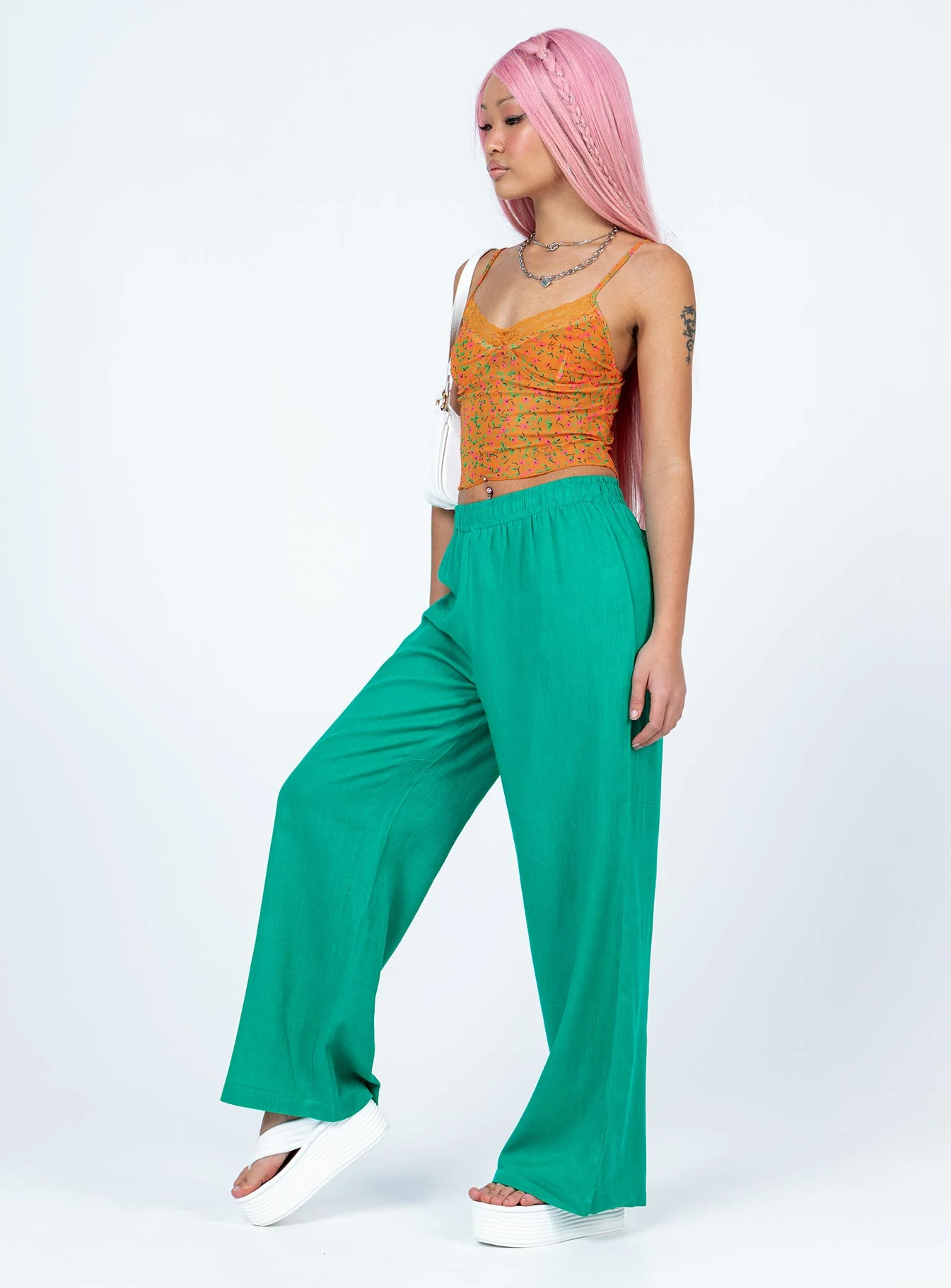 Louis Linen Blend Pants Green