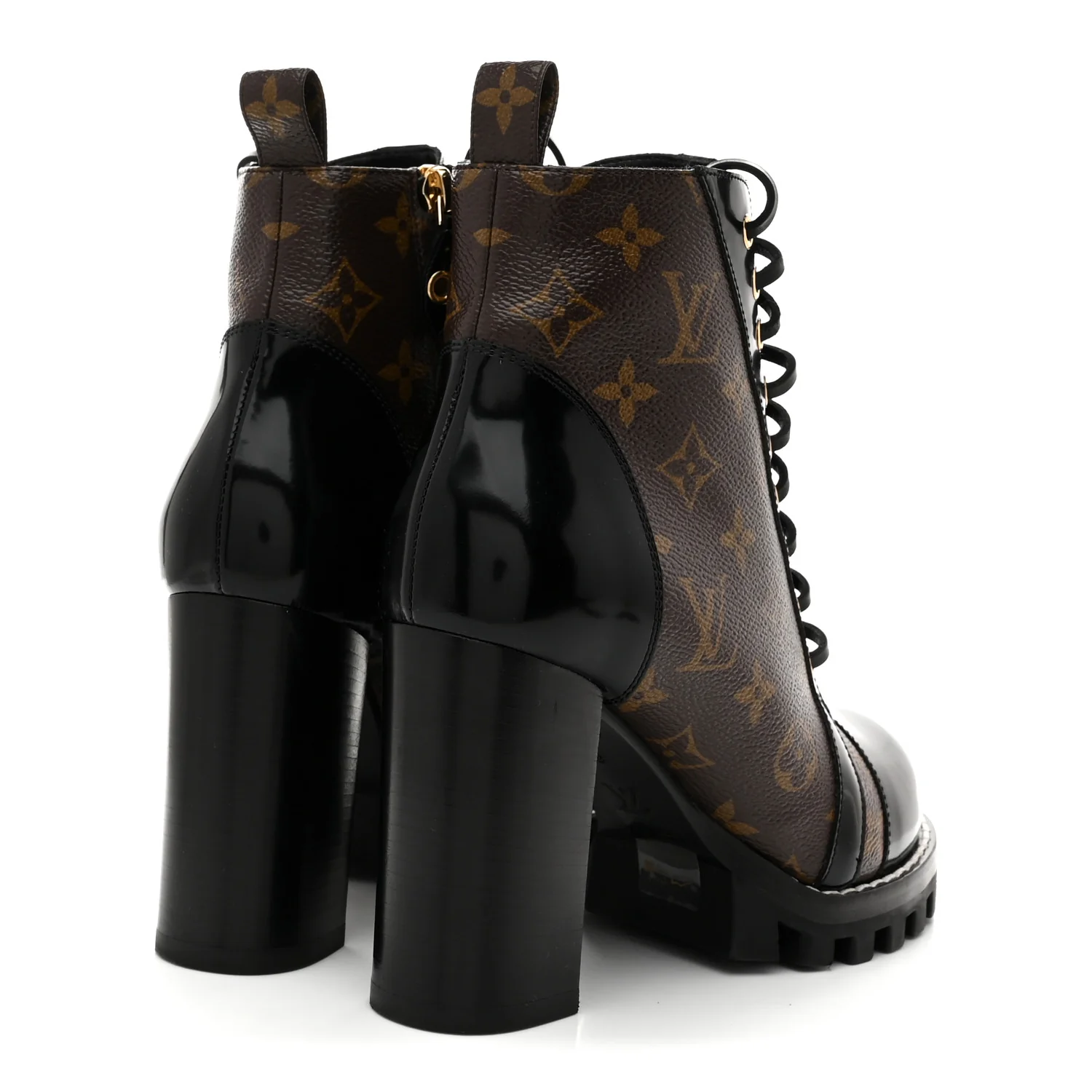 Patent Calfskin Monogram Star Trail Ankle Boots 38 Black - Top Club