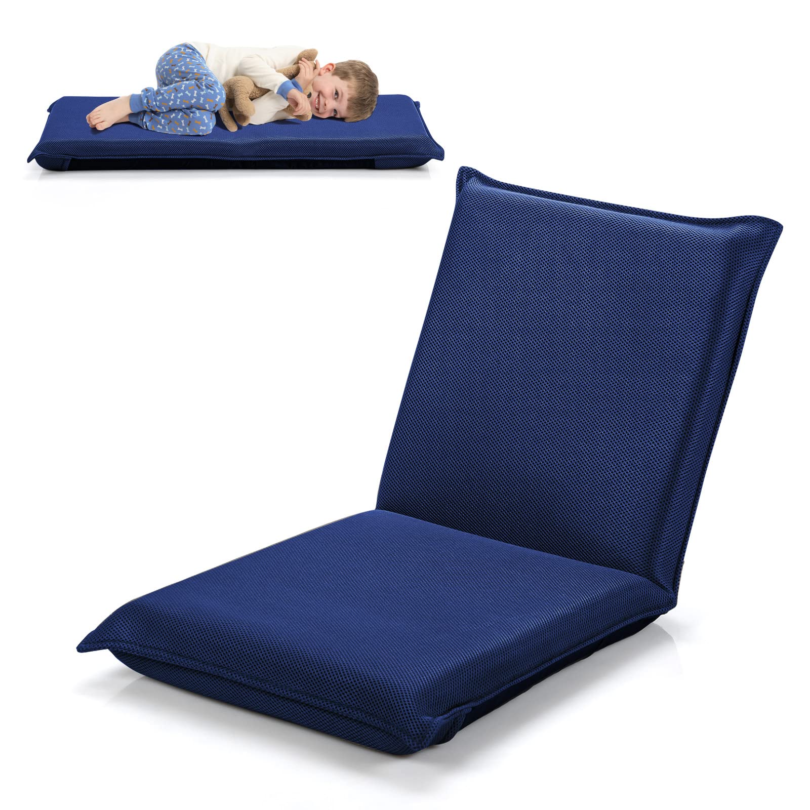 BEFOUNDLOVELY Adjustable Mesh Floor Sofa Chair, 6-Position Multi-Angle Padded Floor Chair