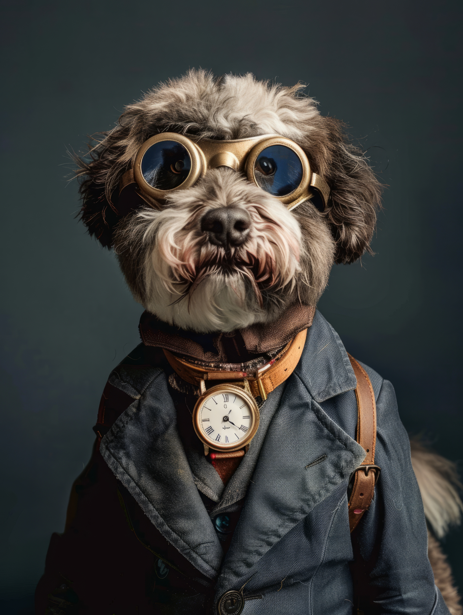 Canvas schilderij van een Portugese waterhond 100x200 cm