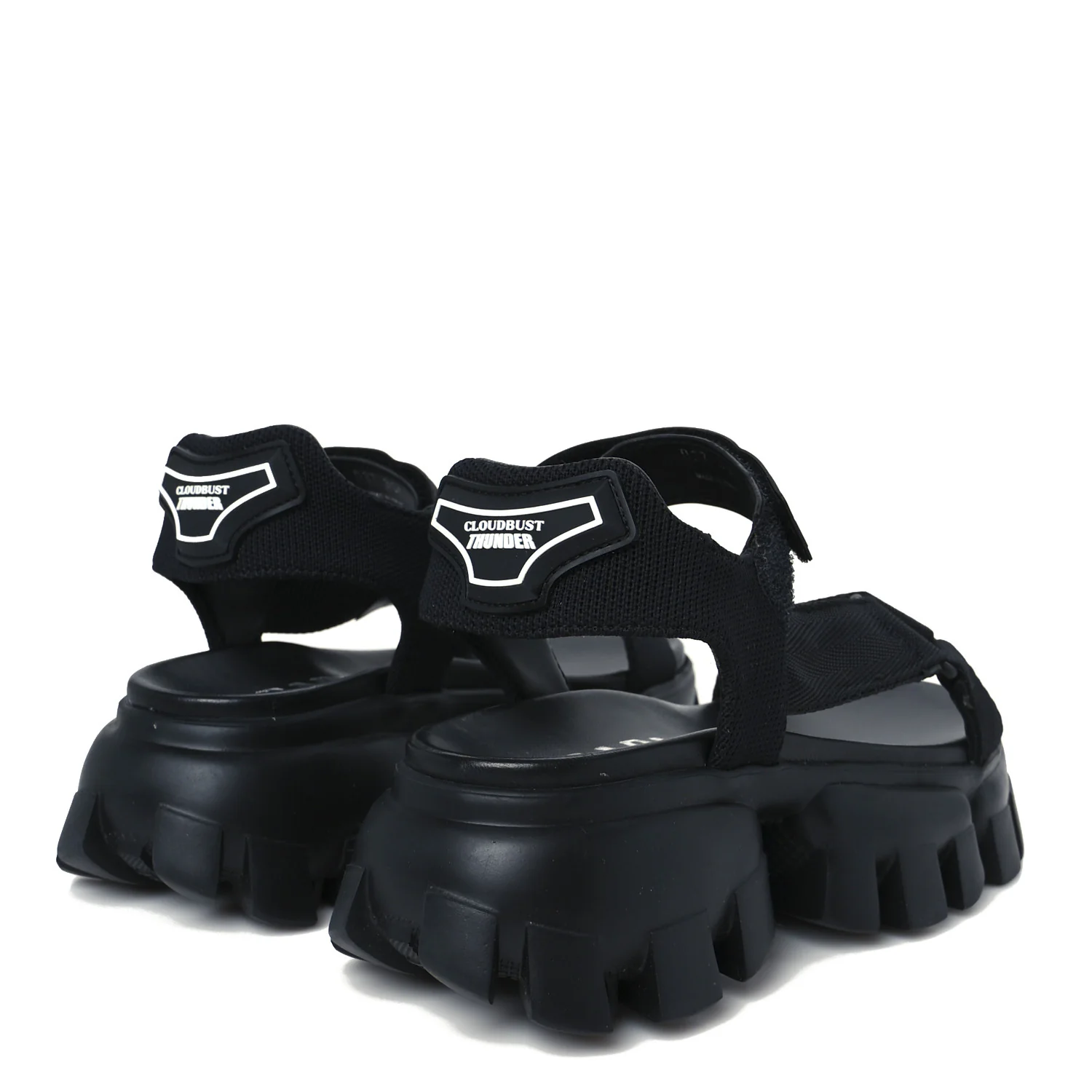 Nappa Logo Embossed Thunder Sole 50mm Sport Sandals 35.5 Black - Top Club