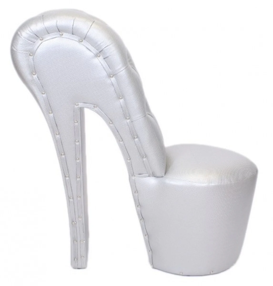 High heel armchair with decorative stones silver luxury design - designer armchair - club furniture - shoe chair armchair