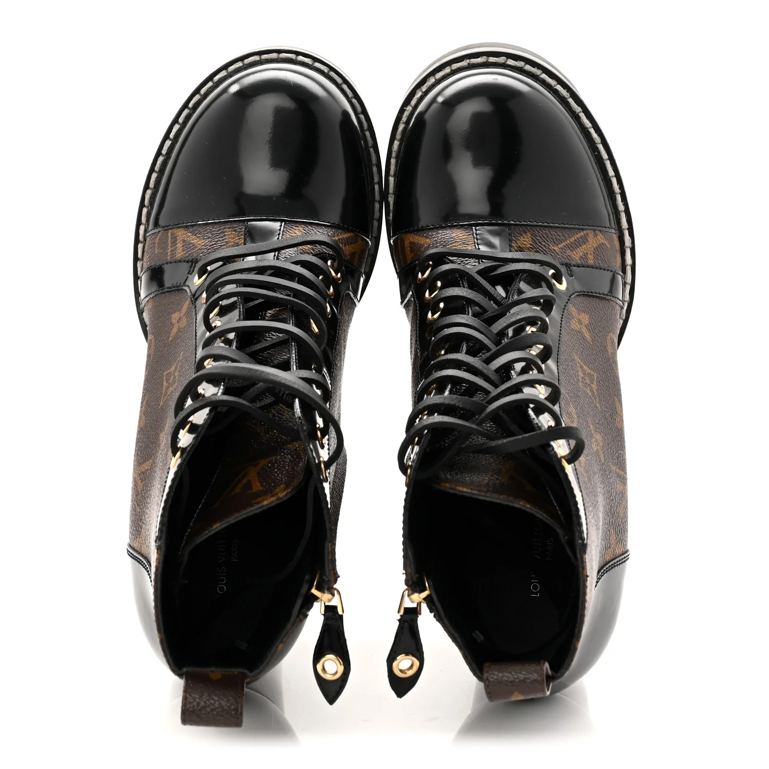 Patent Calfskin Monogram Star Trail Ankle Boots 40 Black