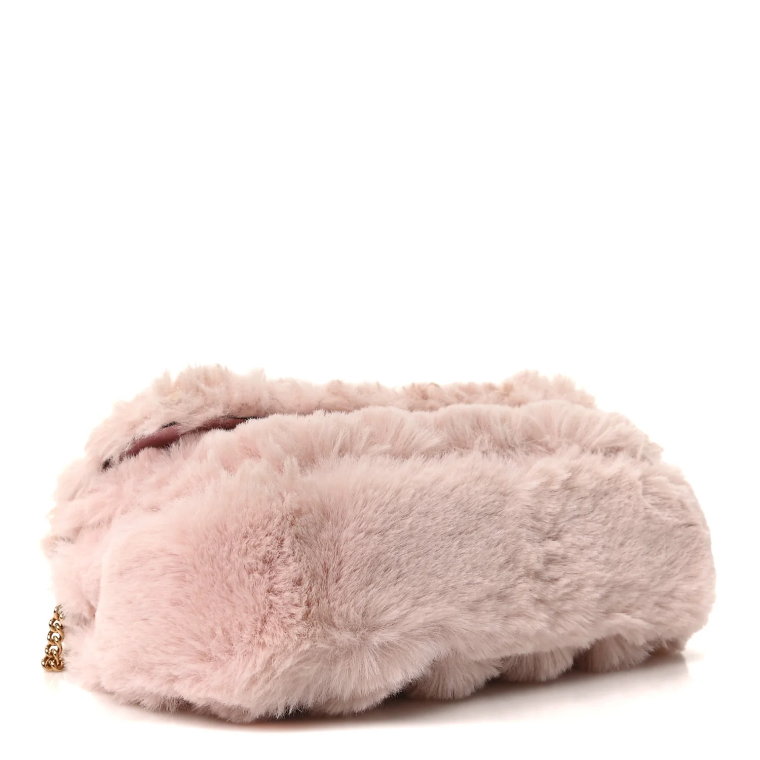 Faux Fur Quilted Virtus V Mini Chain Flap Shoulder Bag English Rose - Top Club
