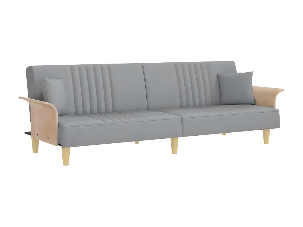 Sofá cama con reposabrazos tela gris claro
