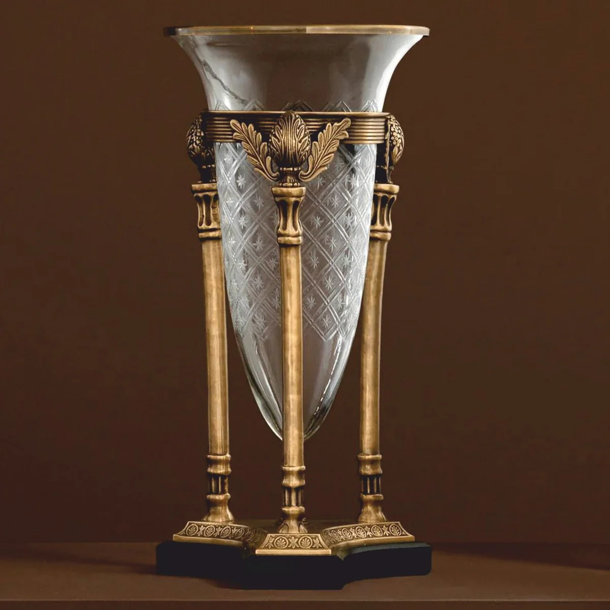 Luxury baroque candlestick vintage brass / black H. 51 cm