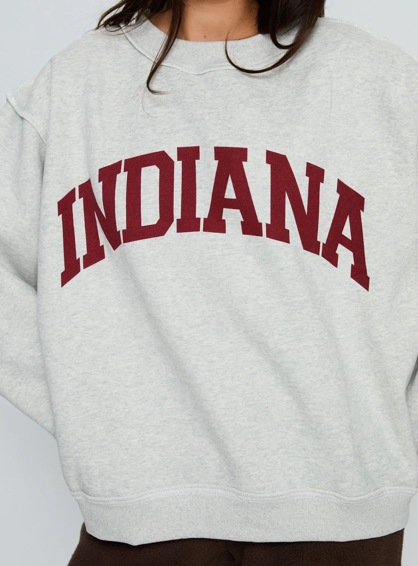 When In Indiana Mock Neck Jumper Grey