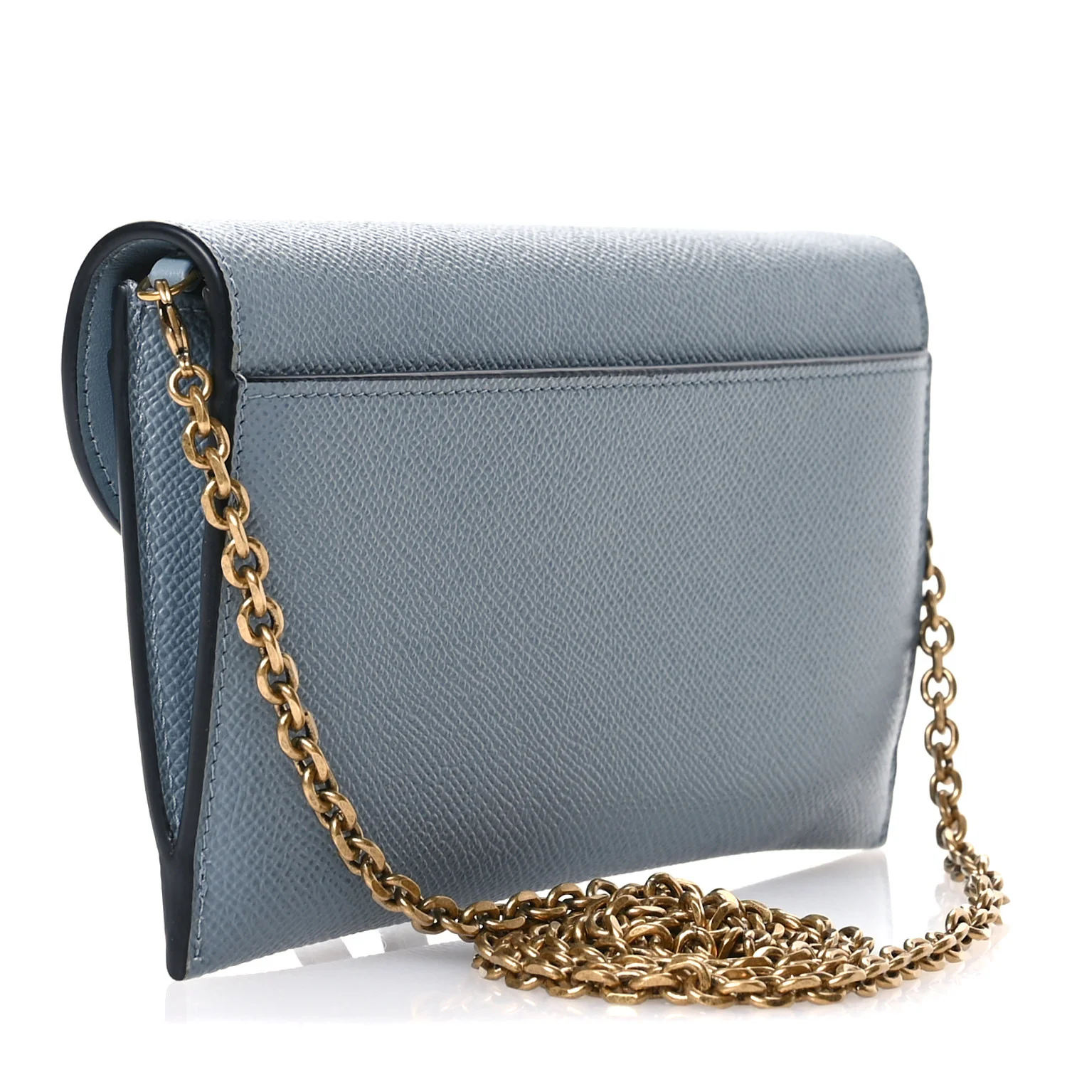 Grained Calfskin Saddle Chain Pouch Cloud Blue - Top Club