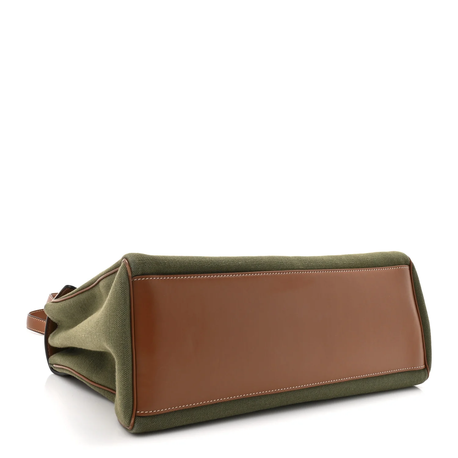 Canvas Calfskin Medium Soft 16 Top Handle Bag Khaki Tan - Top Club