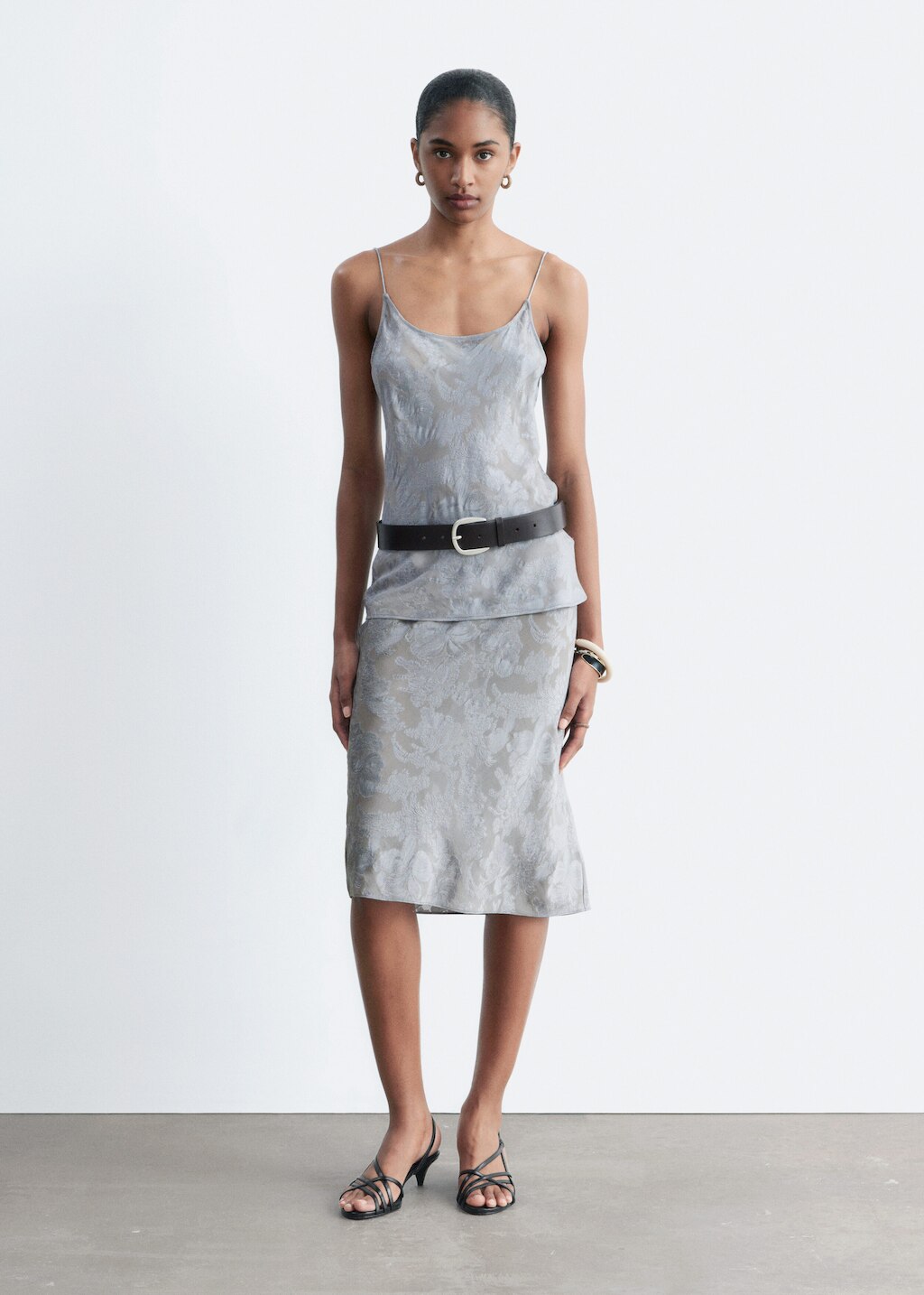 & Other Stories VISCOSE-SILK FJACQUARD MIDI SKIRT