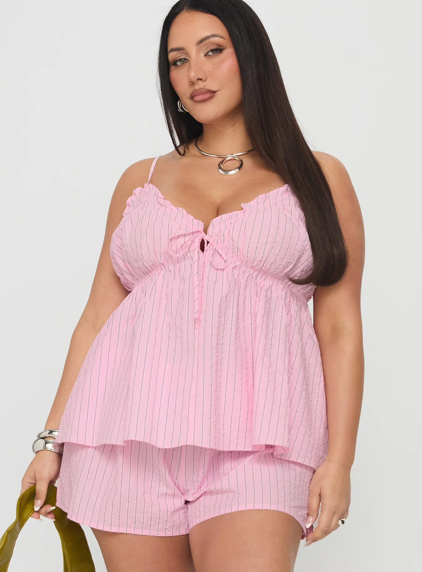 Abigayle Top Pink Stripe Curve