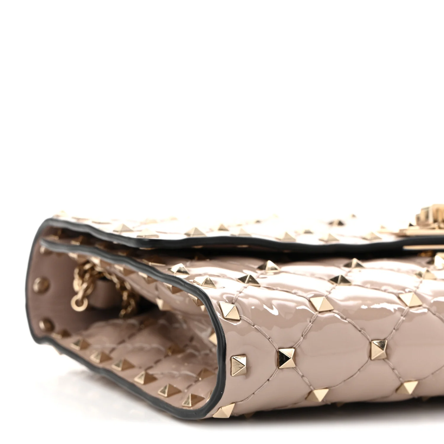 Patent Rockstud Spike Wallet on Chain Poudre - Top Club