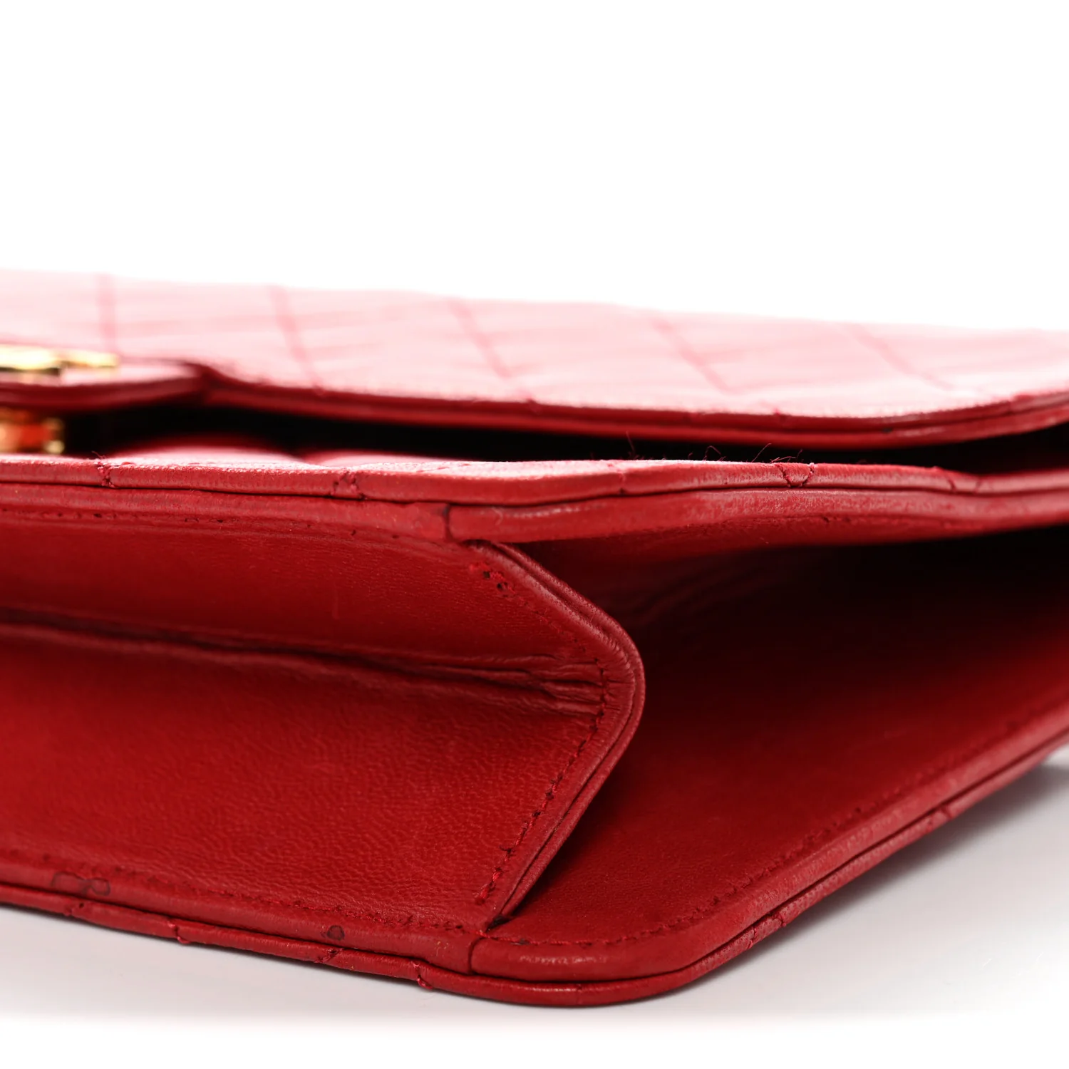 Lambskin Quilted Medium Single Flap Red - Top Club