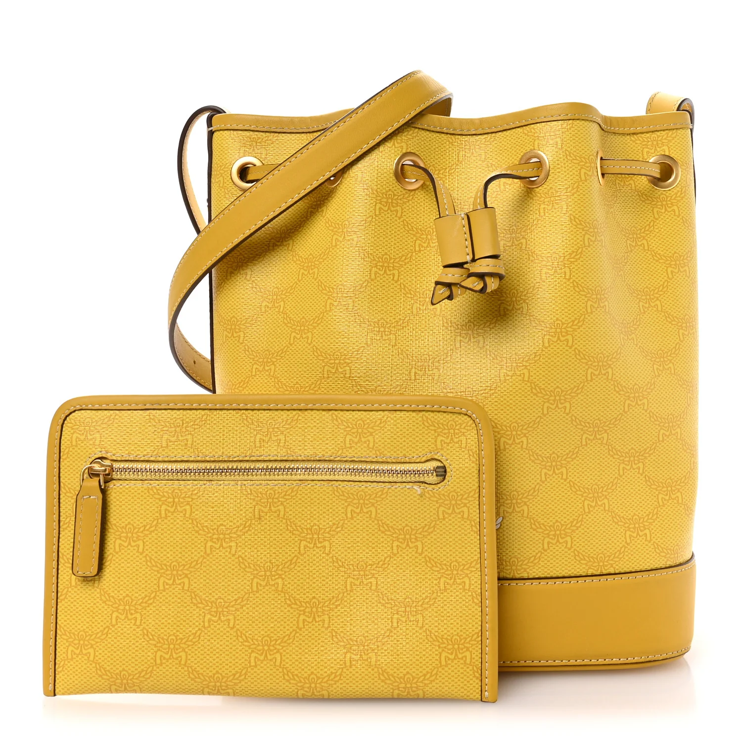 Lauretos Spanish Calfskin Medium Himmel Drawstring Bucket Bag Lemon Gold - Top Club