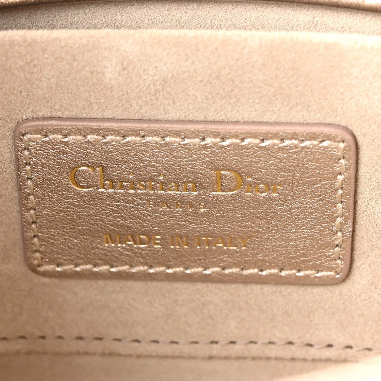 Metallic Lambskin Cannage Small Lady D-Joy Champagne - Top Club