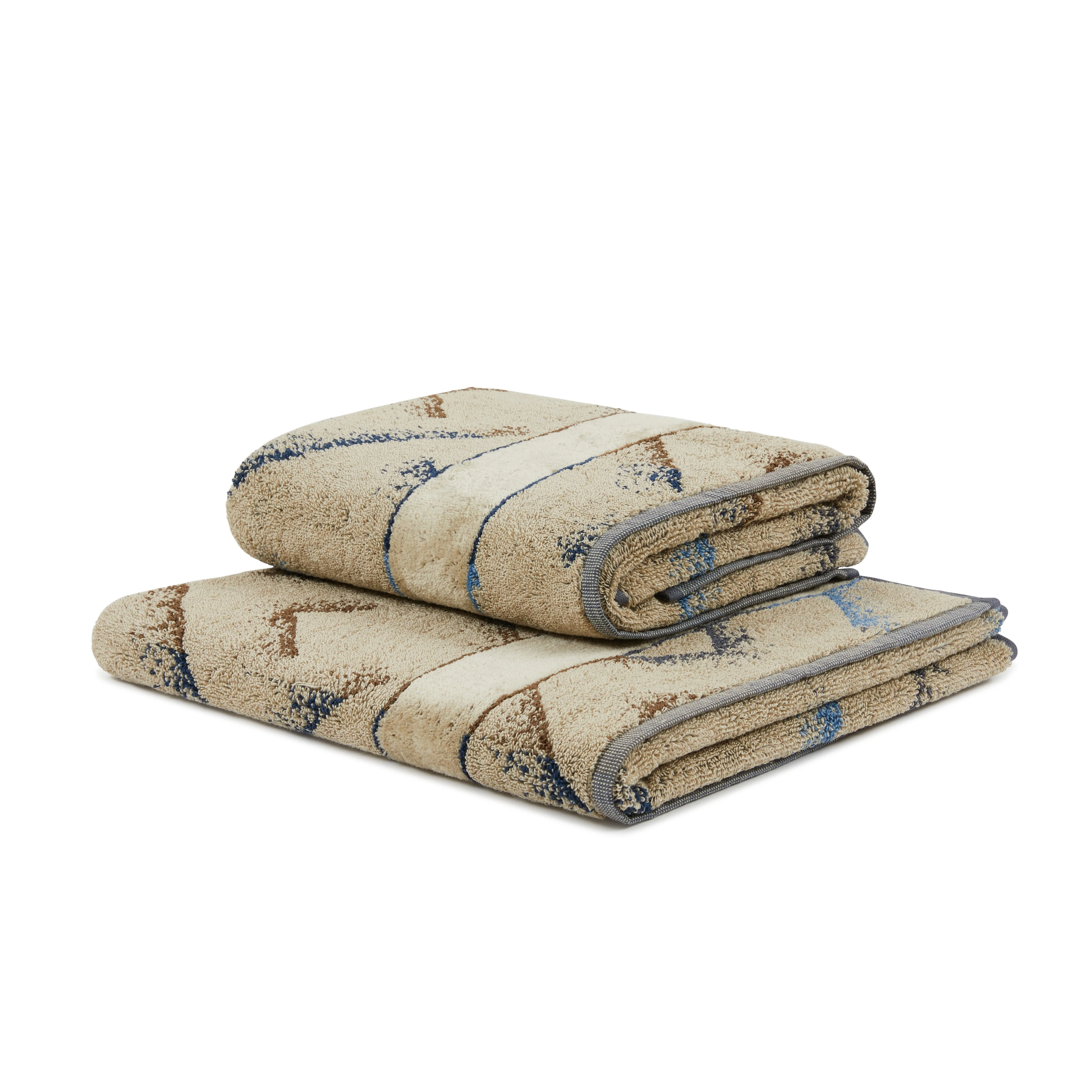 Asciugamano Con Ospite In Spugna Kanzi 40X60+60X100 Blu Carrara