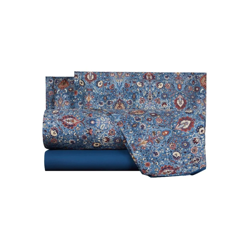 Completo Lenzuola In Percalle Decor Paisley Matrimoniale